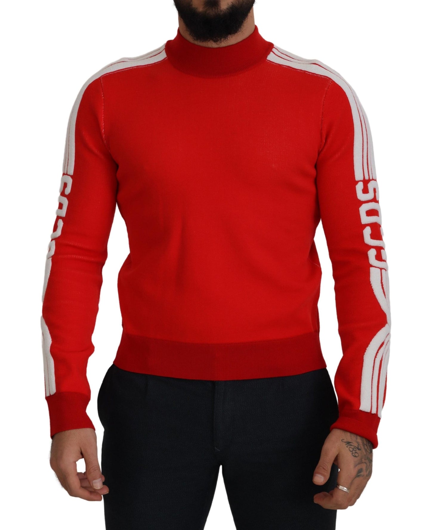 GCDS Elegant Rød Pullover Sweater til Herrer