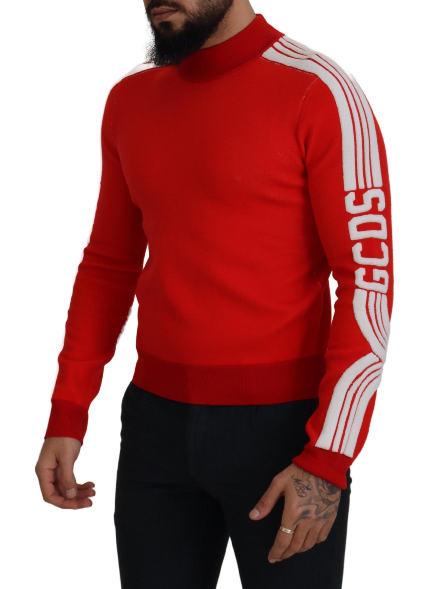 GCDS Elegant Rød Pullover Sweater til Herrer