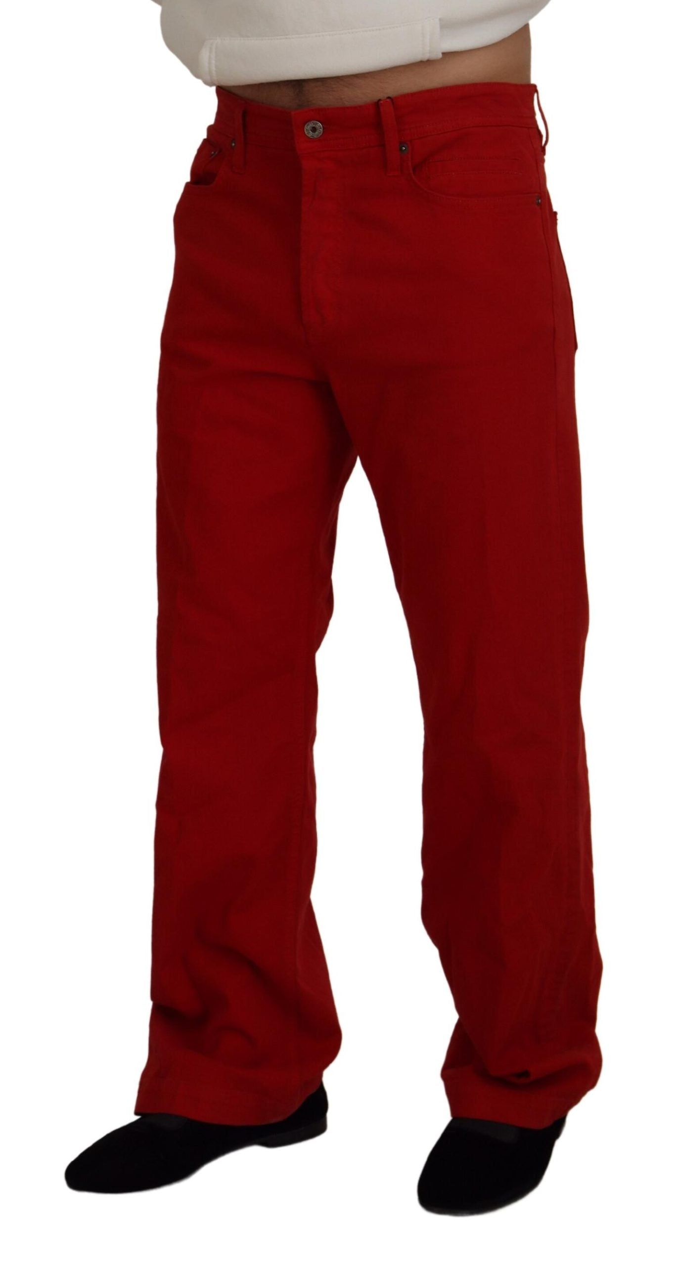 Dolce & Gabbana Chic Røde Bomuldsdenimbukser
