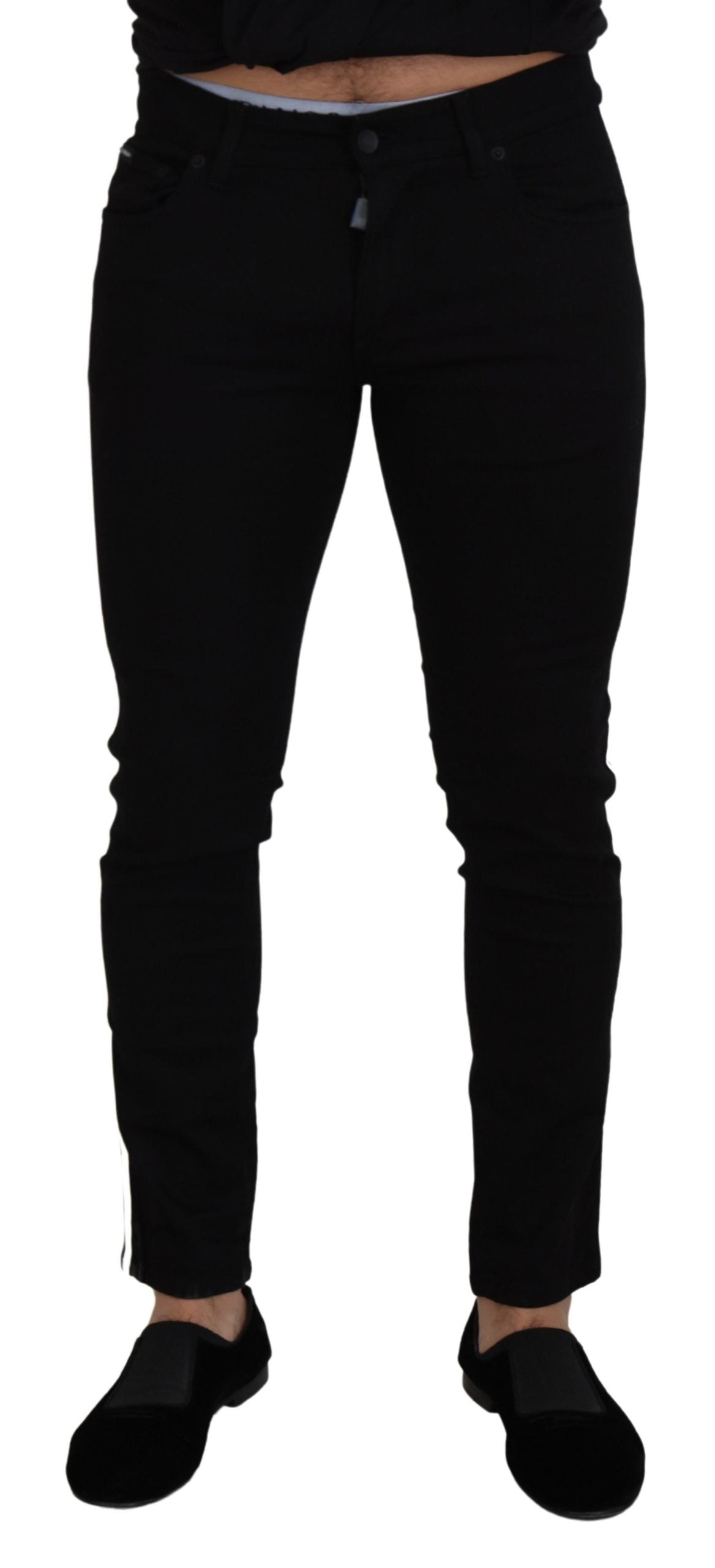 Dolce & Gabbana Elegante Sorte Slim Fit Denimbukser