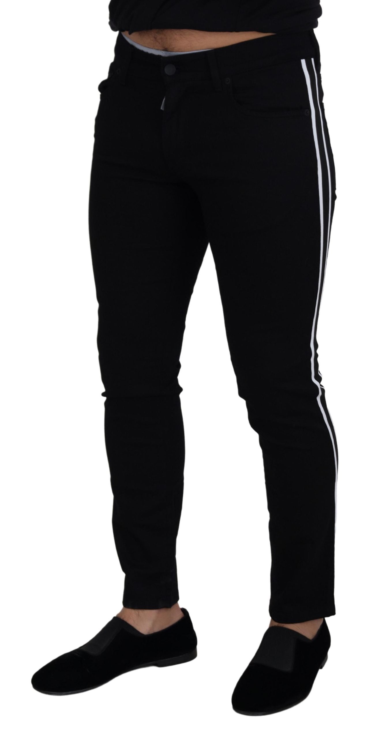 Dolce & Gabbana Elegante Sorte Slim Fit Denimbukser