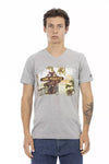 Trussardi Action Grå Bomuld Herre T-shirt med V-hals