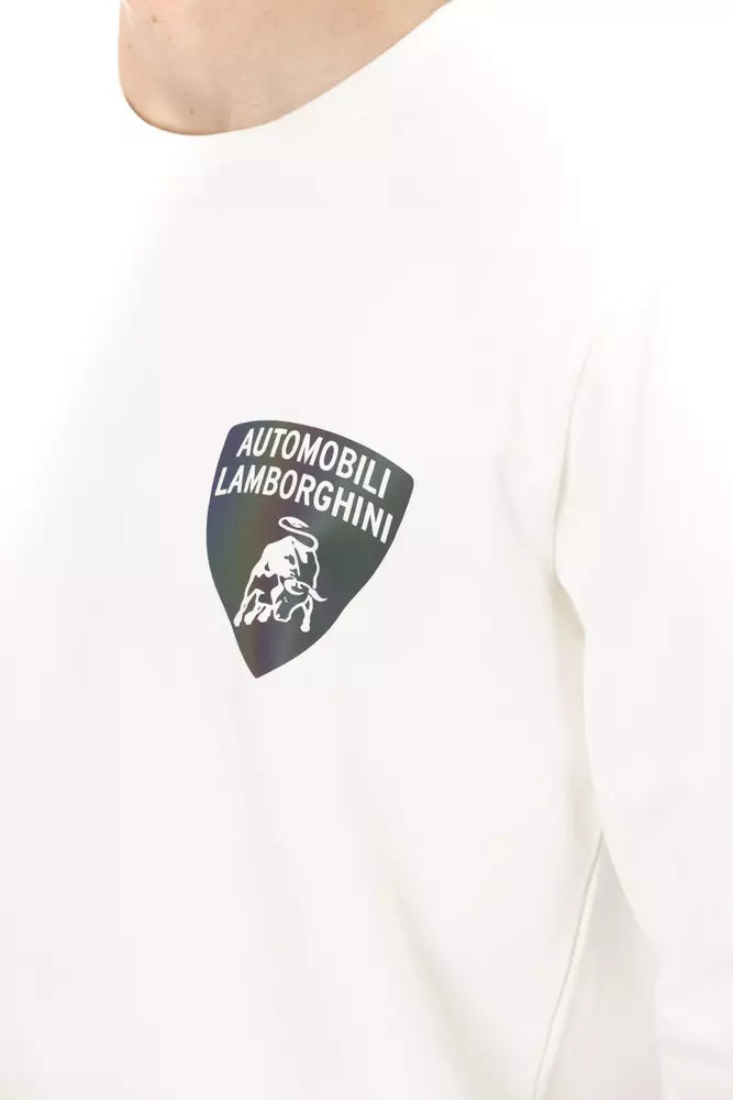 Automobili Lamborghini Hvid Bomulds Herretrøje