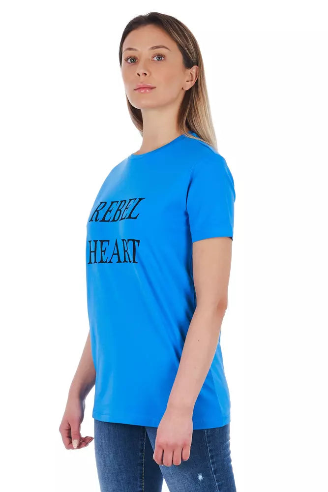 Frankie Morello lyseblå bomulds-T-shirt til kvinder