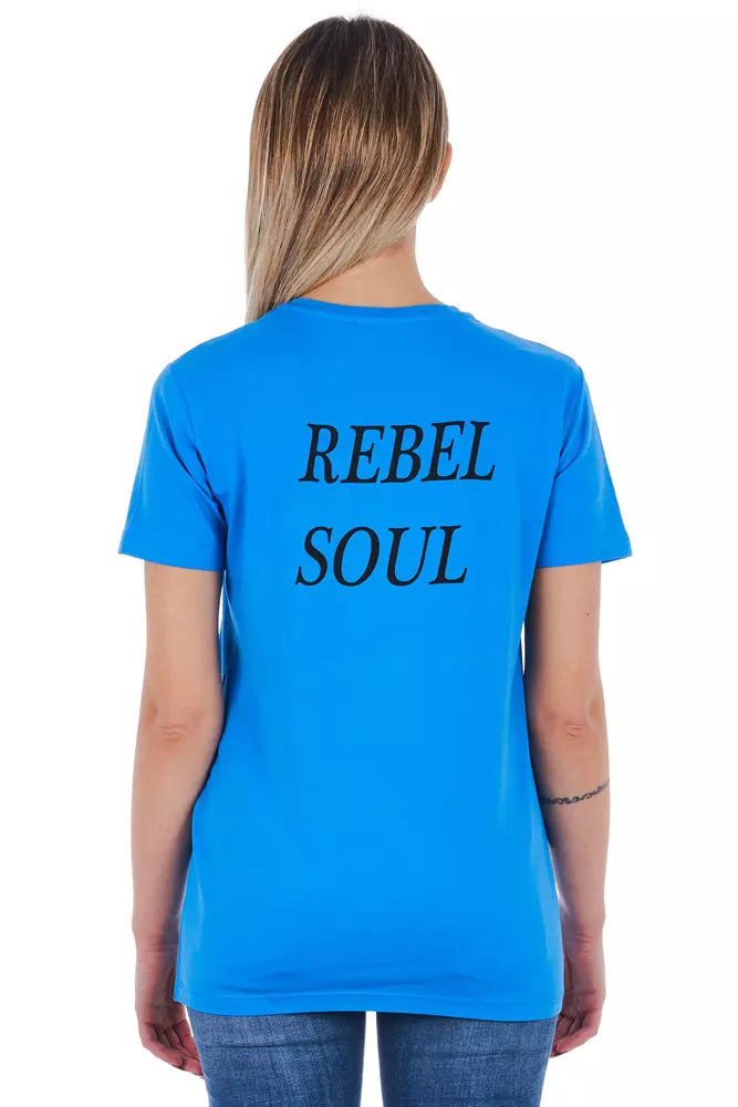 Frankie Morello lyseblå bomulds-T-shirt til kvinder