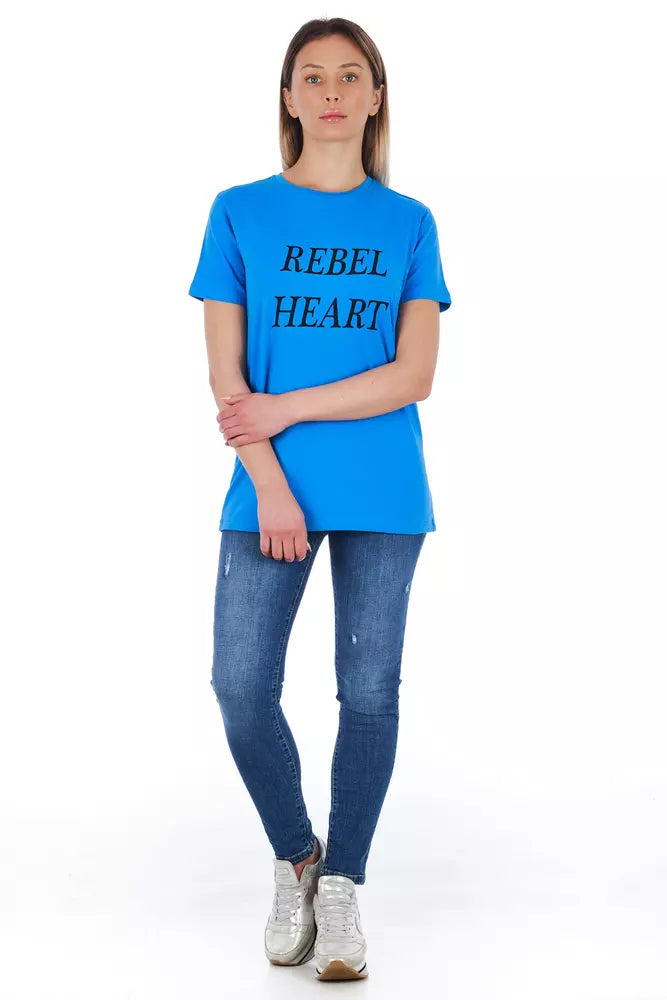 Frankie Morello lyseblå bomulds-T-shirt til kvinder