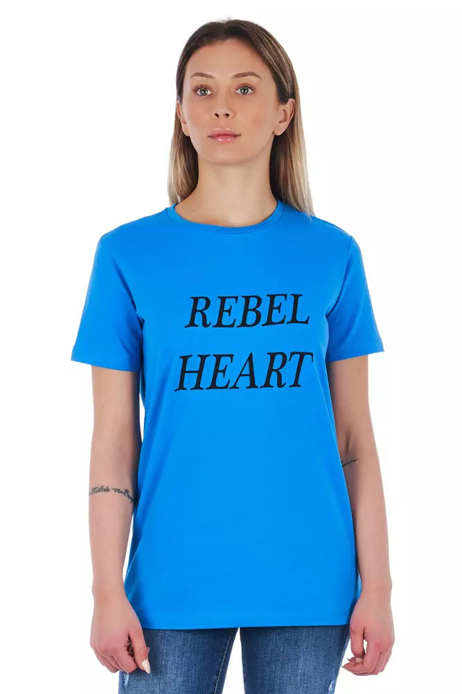 Frankie Morello lyseblå bomulds-T-shirt til kvinder