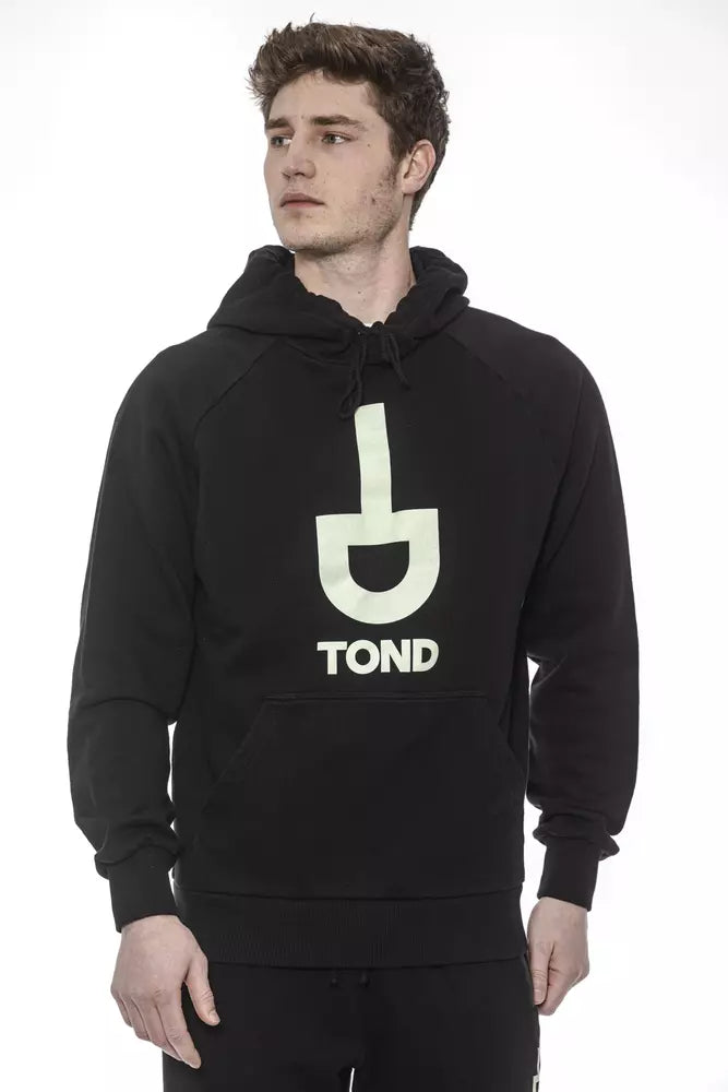 Tond sort bomulds hættetrøje til mænd