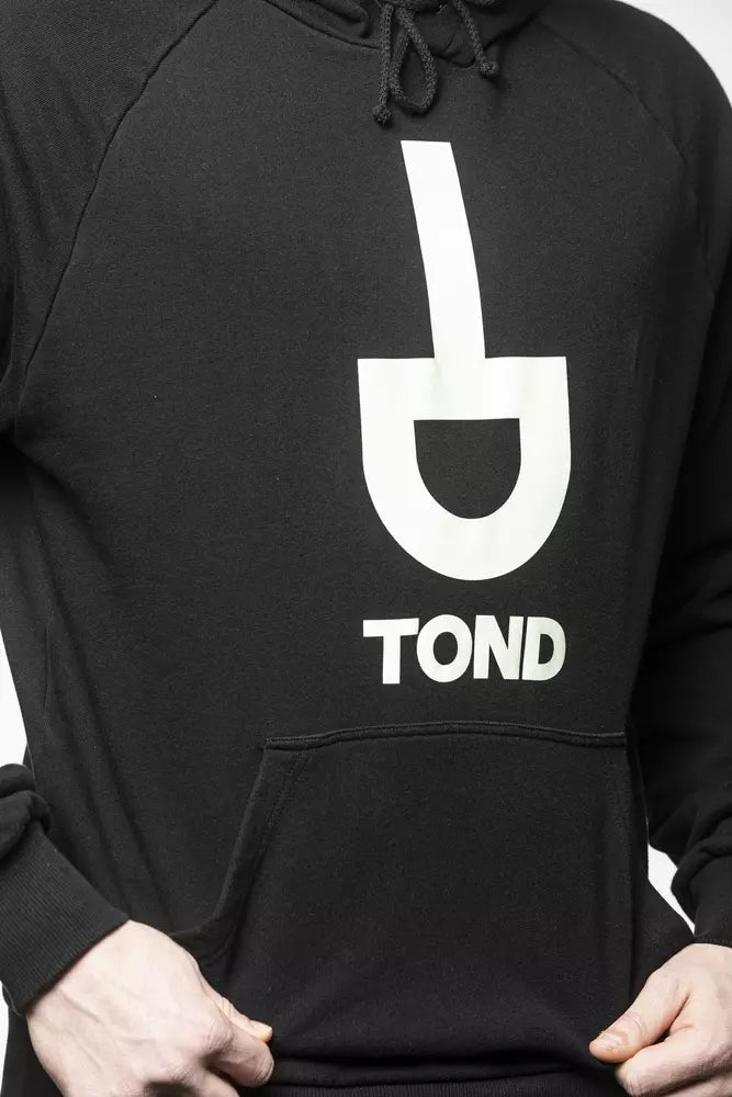 Tond sort bomulds hættetrøje til mænd