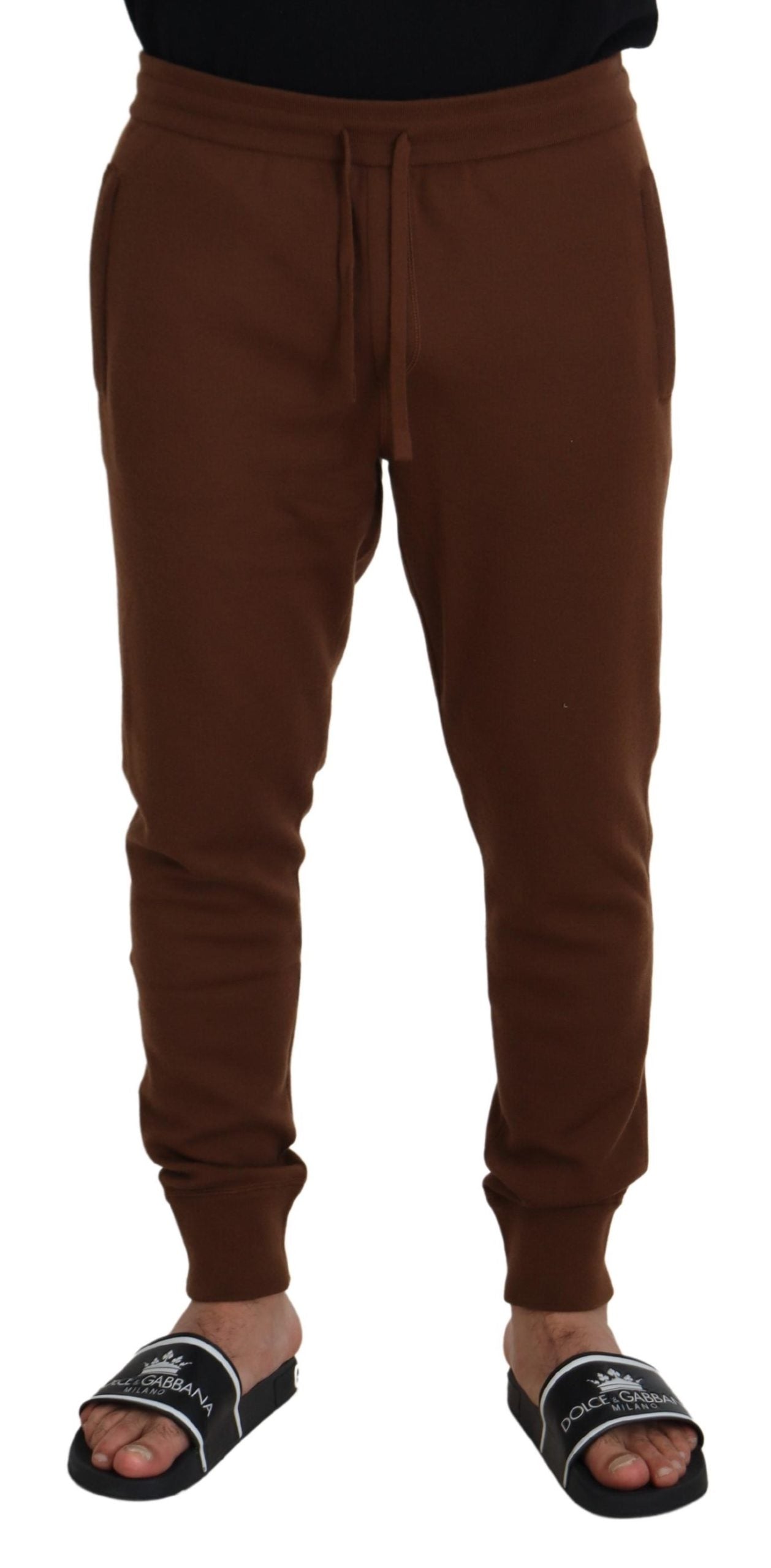 Dolce & Gabbana Elegante Brune Cashmere Joggingbukser