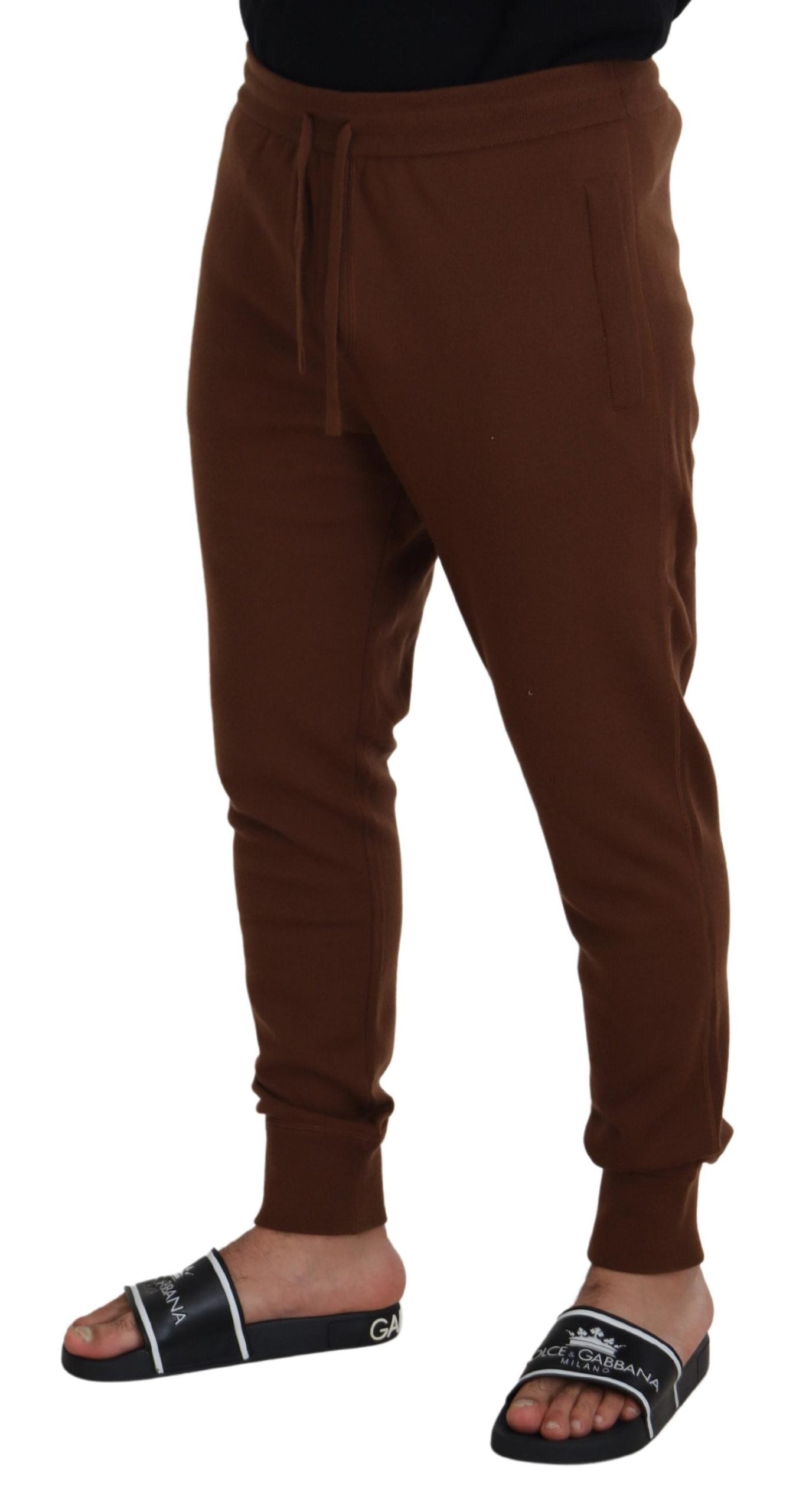 Dolce & Gabbana Elegante Brune Cashmere Joggingbukser