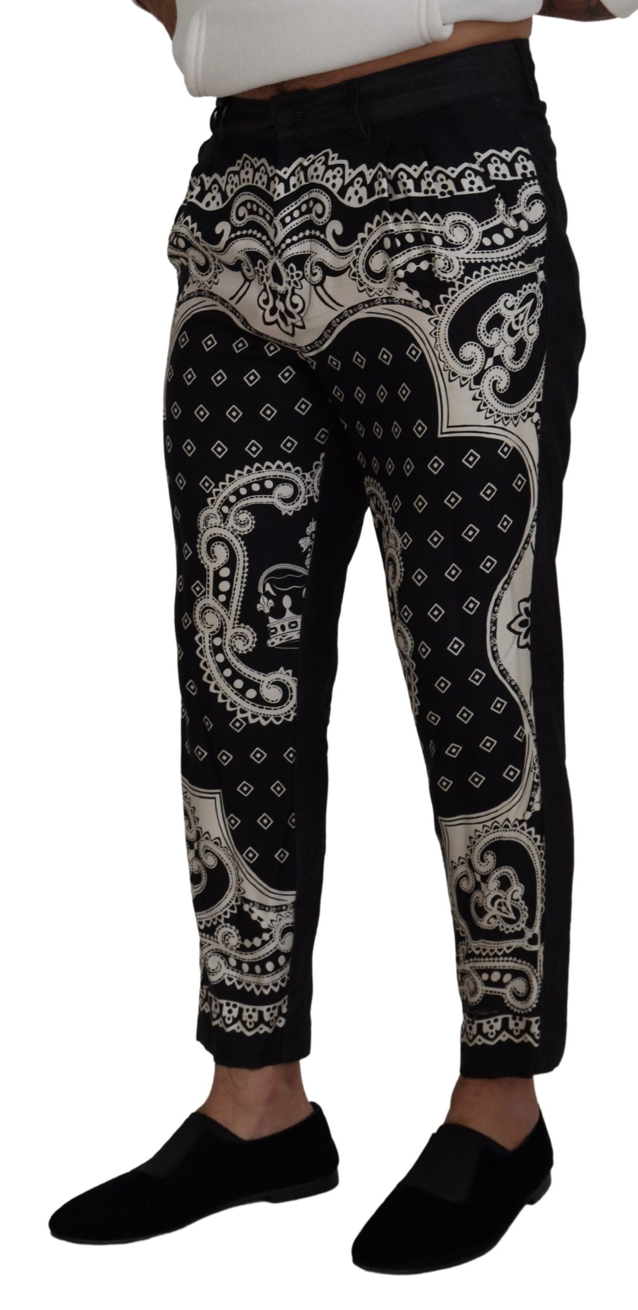Dolce & Gabbana Elegante Bandana Print Silke-Bomuldsbukser