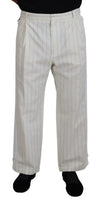 Dolce & Gabbana Elegante Hvidstribede MainLine Bukser
