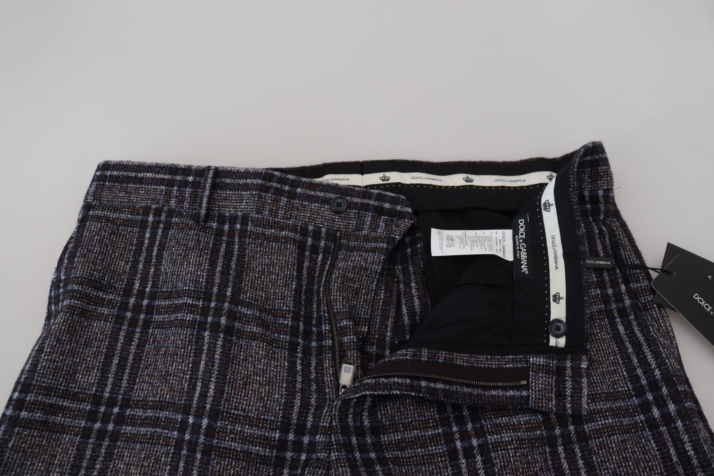 Dolce & Gabbana Elegante Grå Ternede Alpaca Blend Bukser