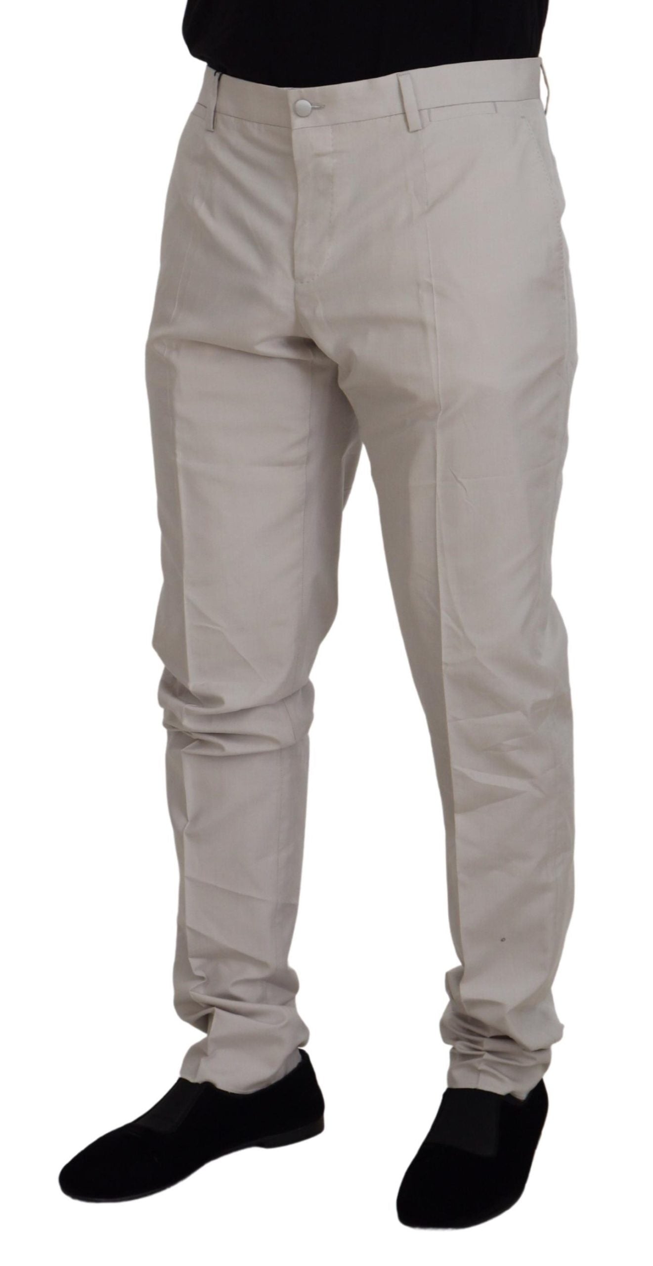Dolce & Gabbana Elegante Off White Silkeblandingsbukser