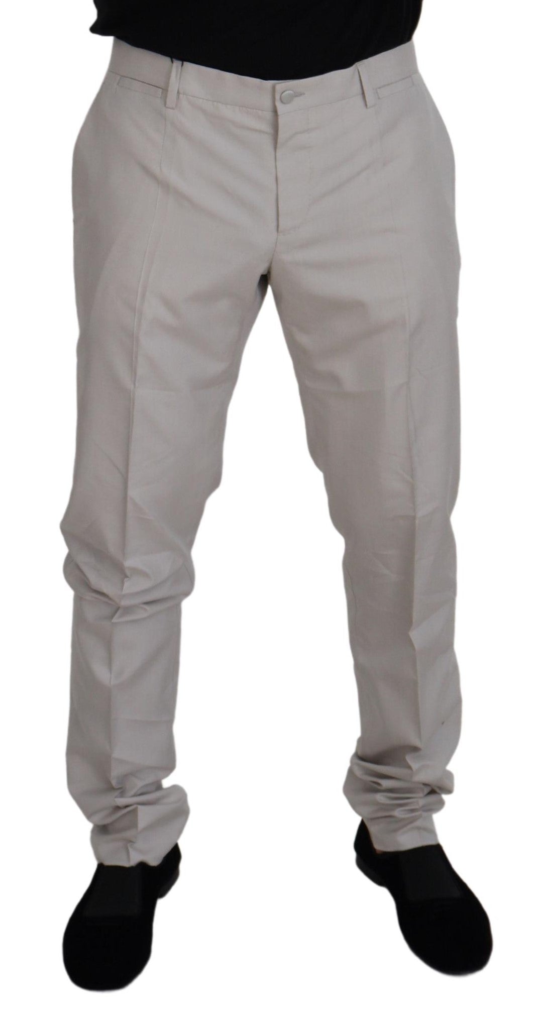 Dolce & Gabbana Elegante Off White Silkeblandingsbukser