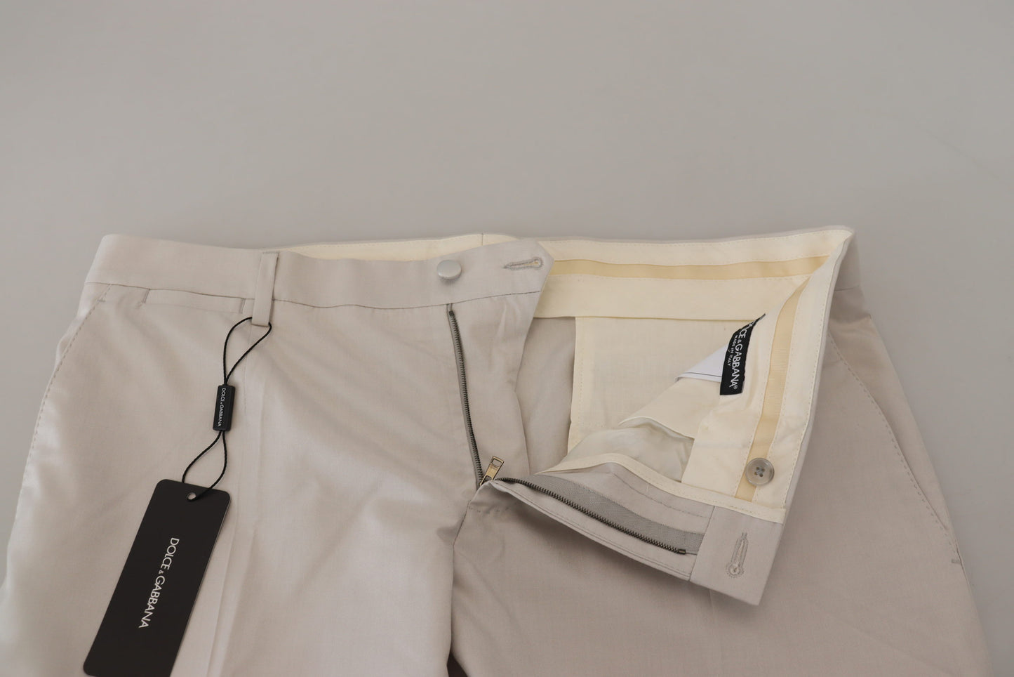 Dolce & Gabbana Elegante Off White Silkeblandingsbukser