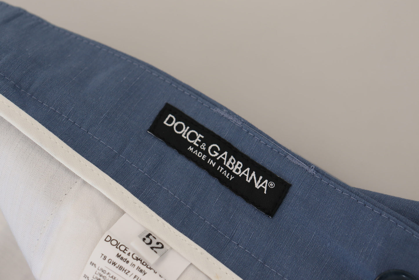 Dolce & Gabbana Elegante Blå Hør-Bomuldsbukser