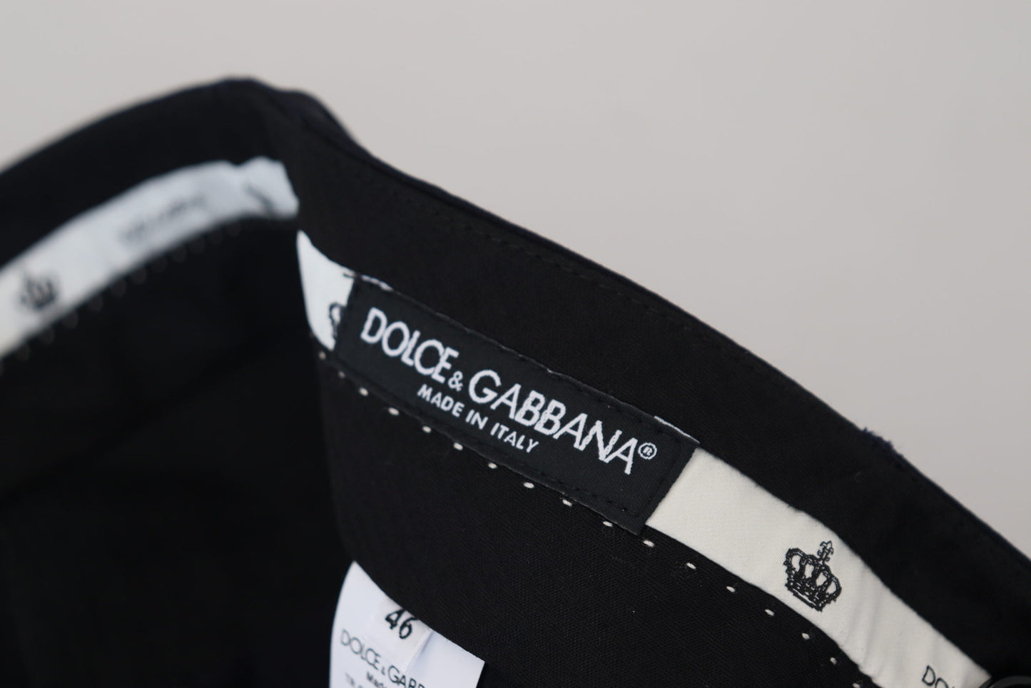 Dolce & Gabbana Elegante Sorte Uldblandingsbukser