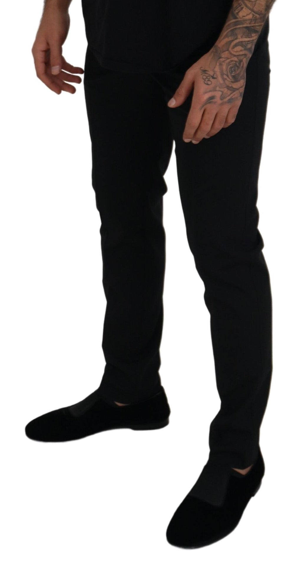 Dolce & Gabbana Elegante Sorte Uldblandingsbukser