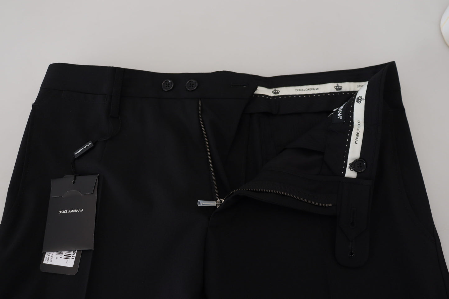 Dolce & Gabbana Elegante Sorte Uldblandingsbukser