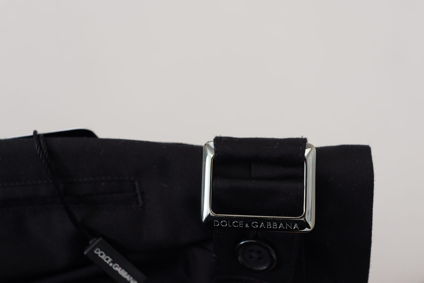 Dolce & Gabbana Elegante Sorte Italienske Designerbukser med Sidespænde