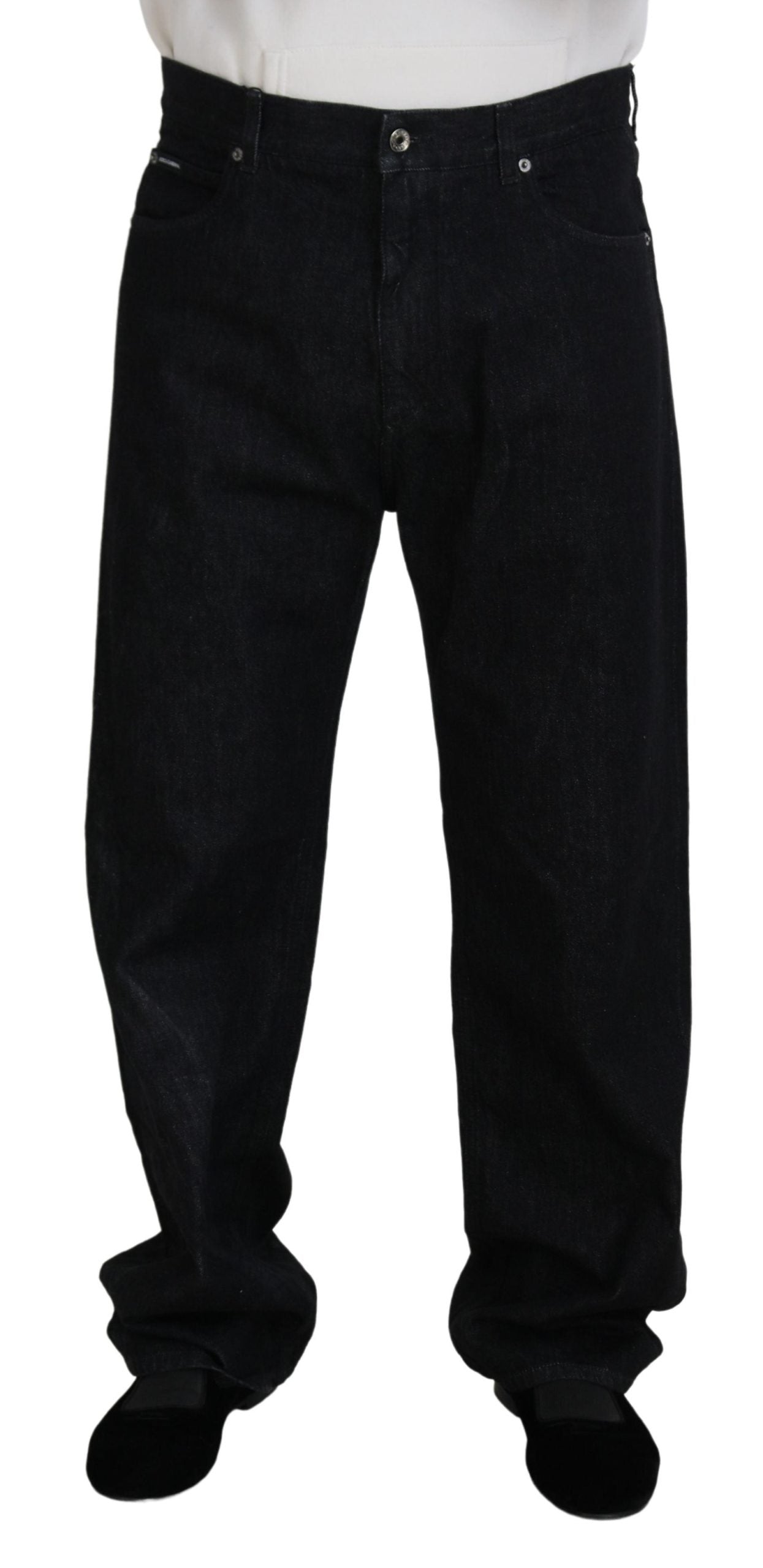 Dolce & Gabbana Elegante Sorte Vaskede Denimbukser Luksus Bomuld