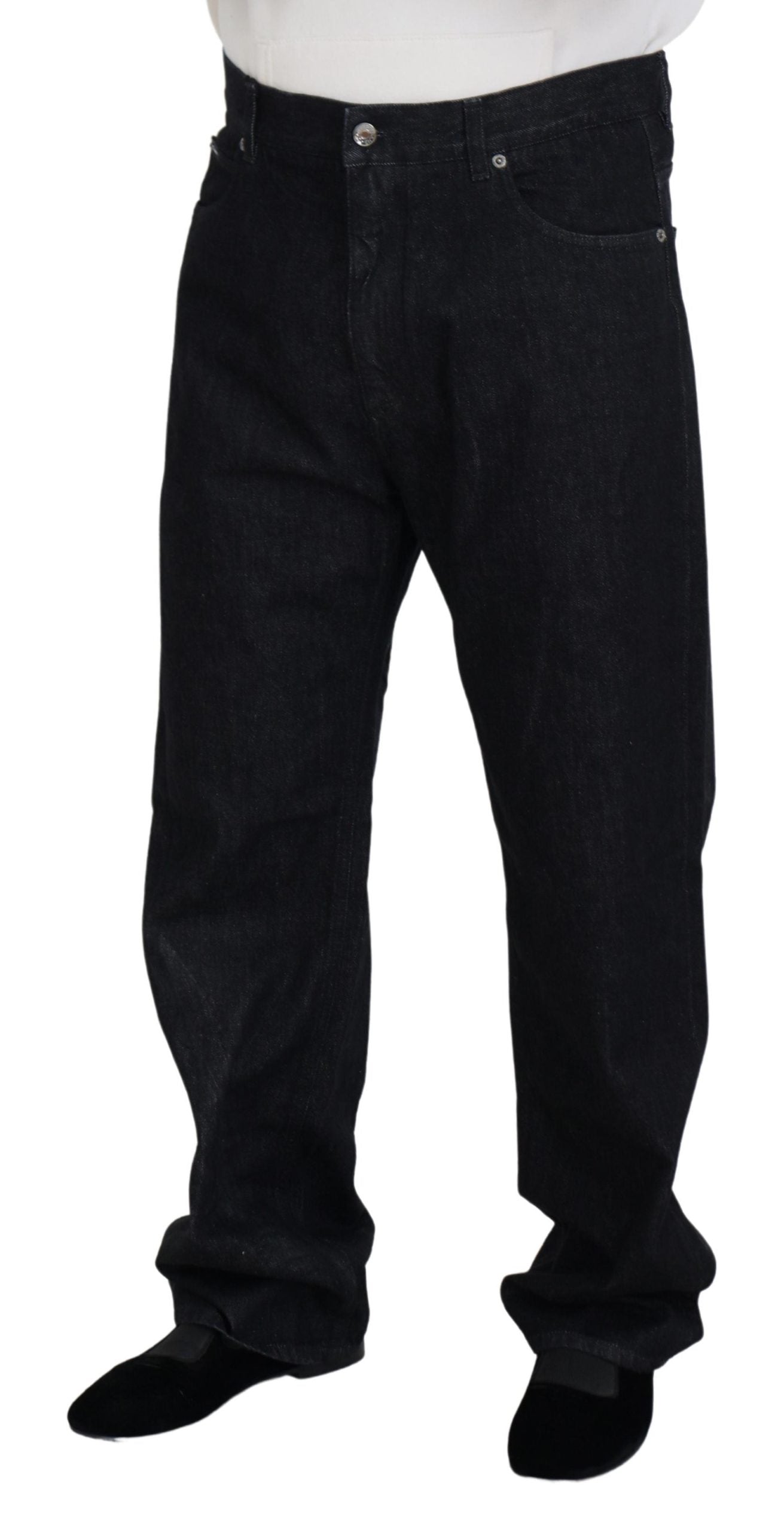 Dolce & Gabbana Elegante Sorte Vaskede Denimbukser Luksus Bomuld