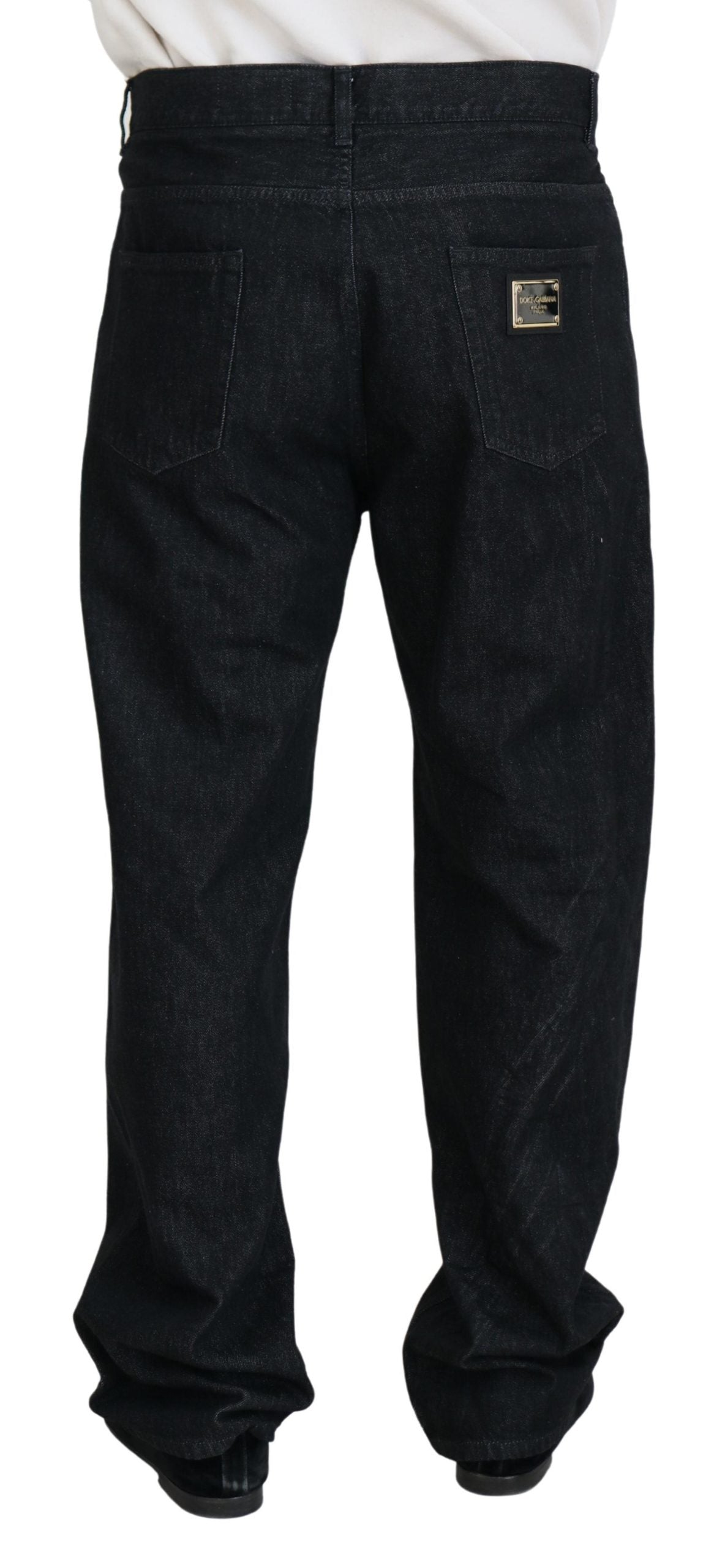 Dolce & Gabbana Elegante Sorte Vaskede Denimbukser Luksus Bomuld