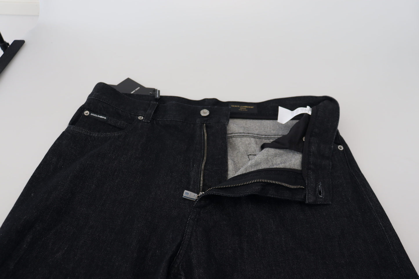 Dolce & Gabbana Elegante Sorte Vaskede Denimbukser Luksus Bomuld
