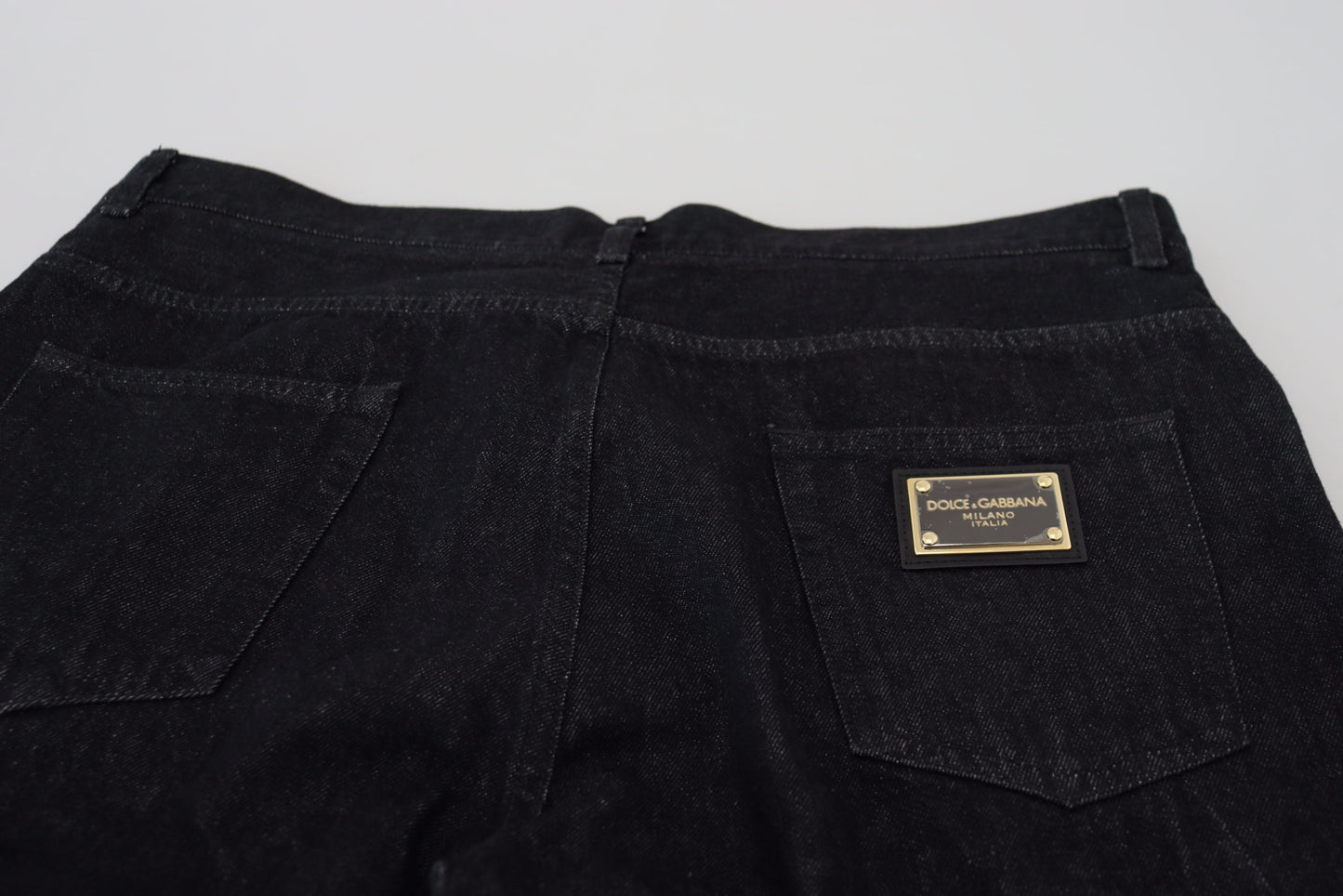 Dolce & Gabbana Elegante Sorte Vaskede Denimbukser Luksus Bomuld