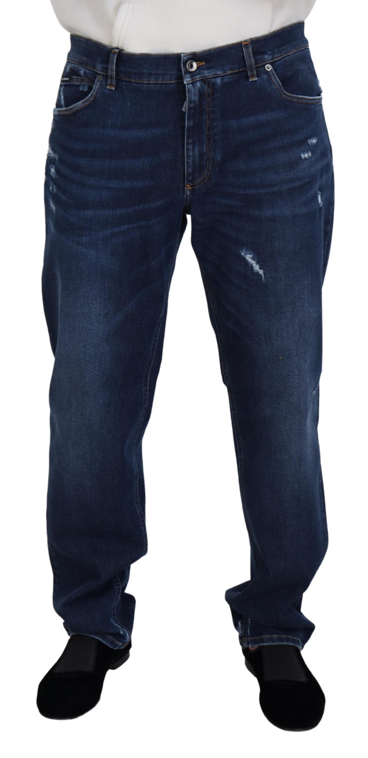 Dolce & Gabbana Elegante Blå Vaskede Denimbukser