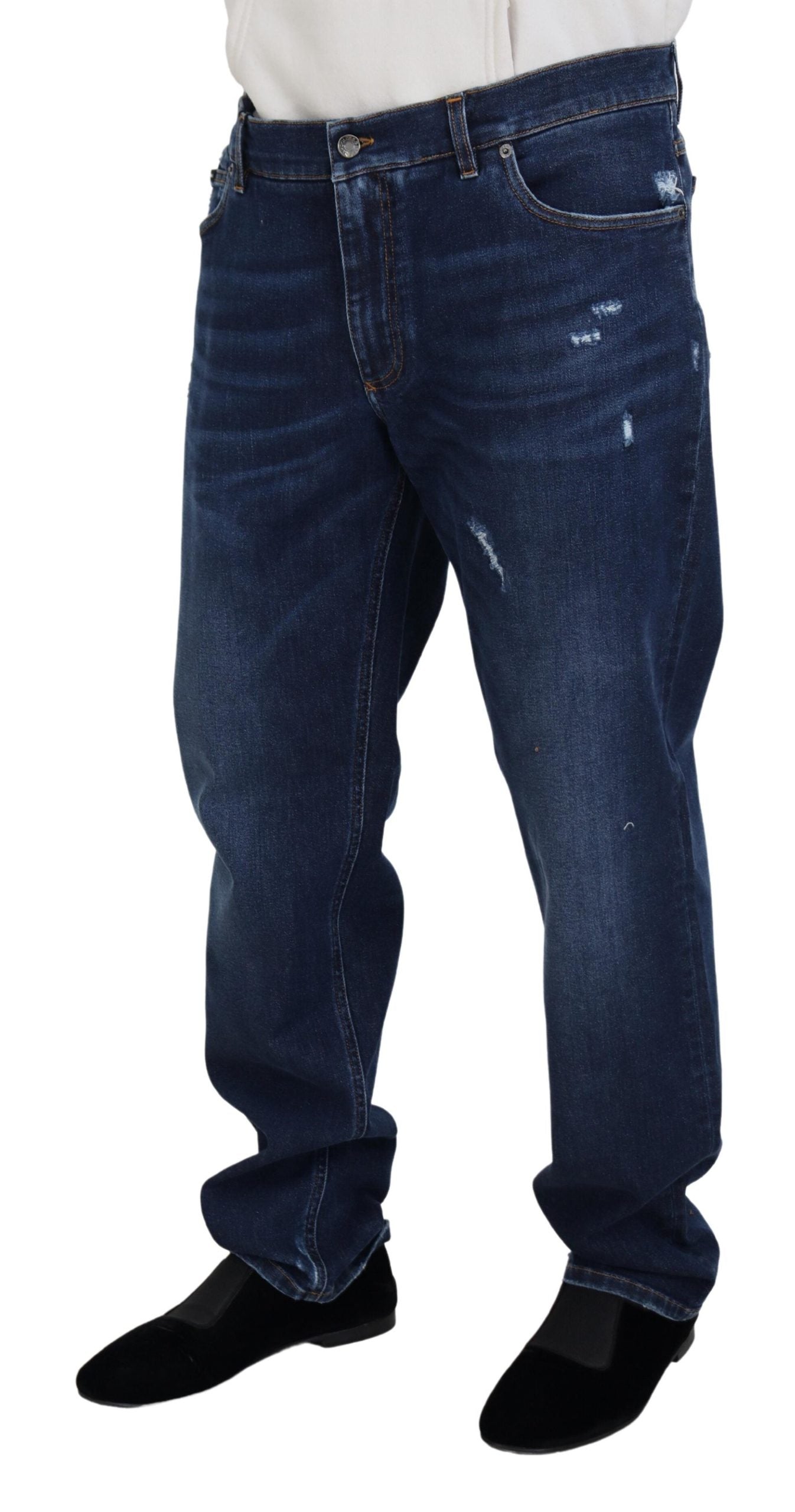 Dolce & Gabbana Elegante Blå Vaskede Denimbukser