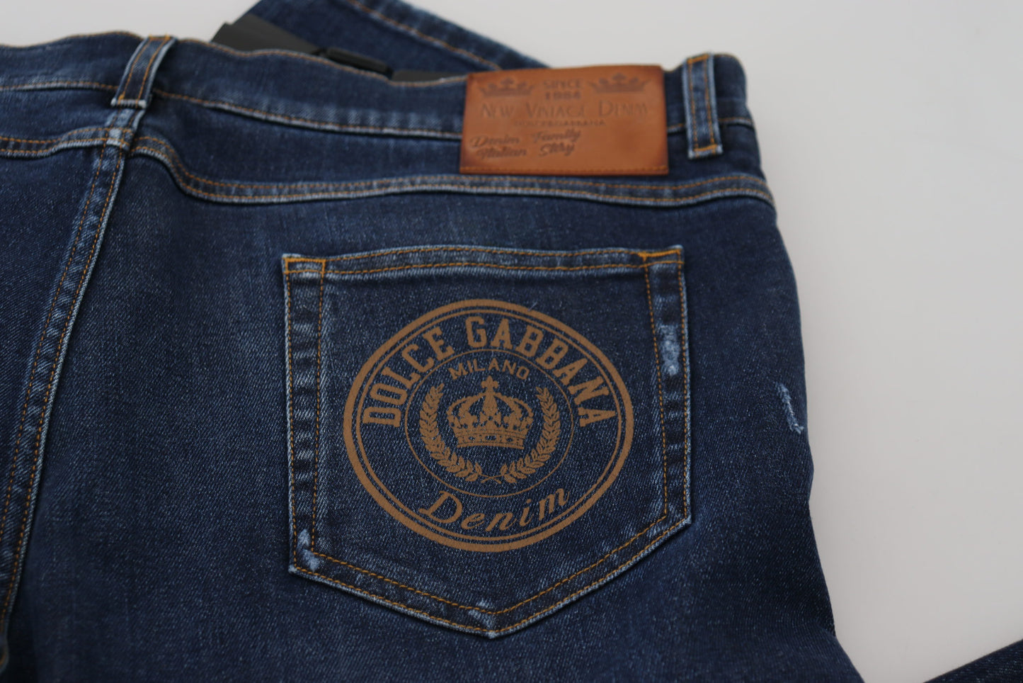 Dolce & Gabbana Elegante Blå Vaskede Denimbukser