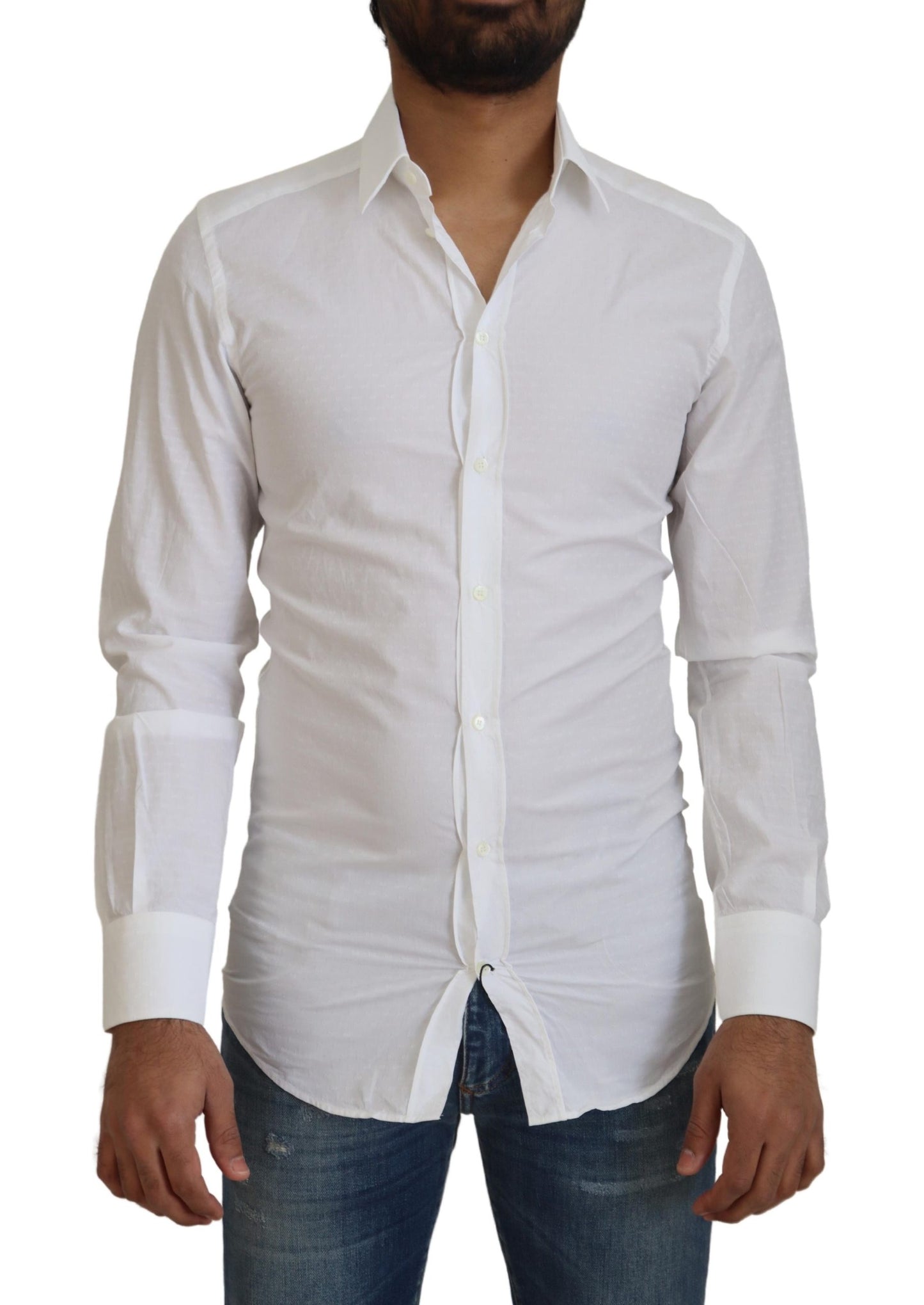 Dolce & Gabbana Elegant Hvid Bomuldsskjorte Slim Fit