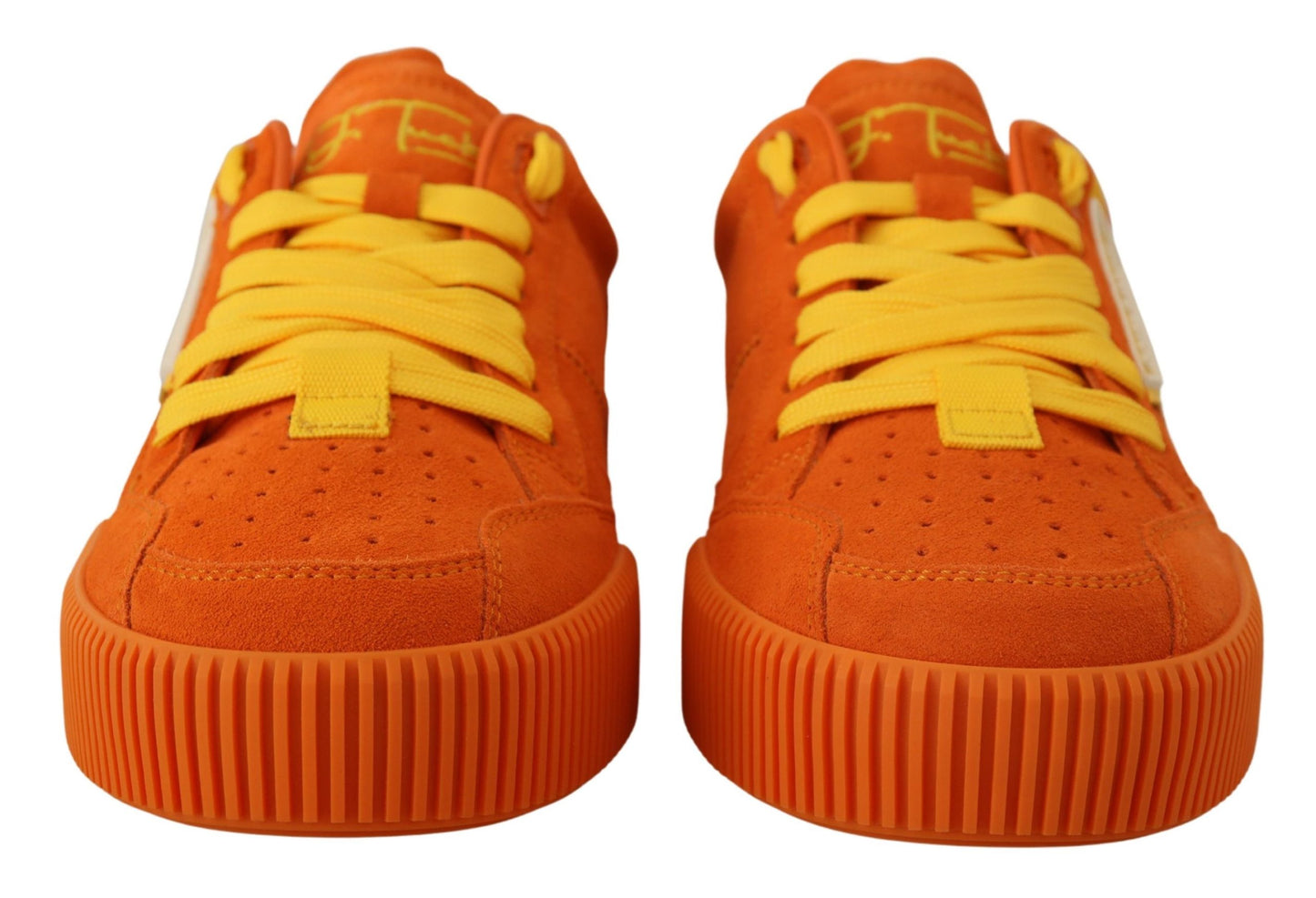 Dolce & Gabbana Chic Orange Ruskindssneakers med Snøre