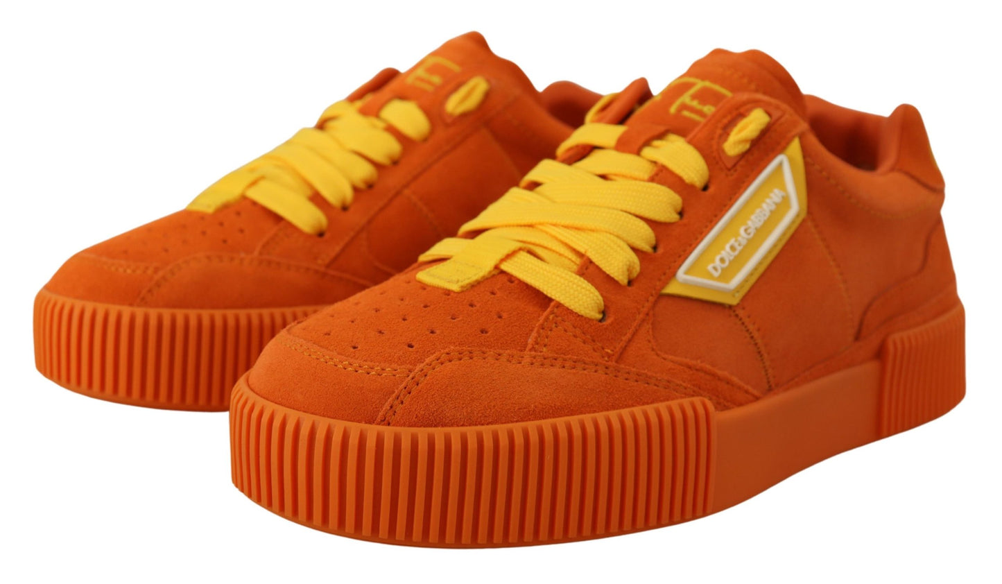 Dolce & Gabbana Chic Orange Ruskindssneakers med Snøre