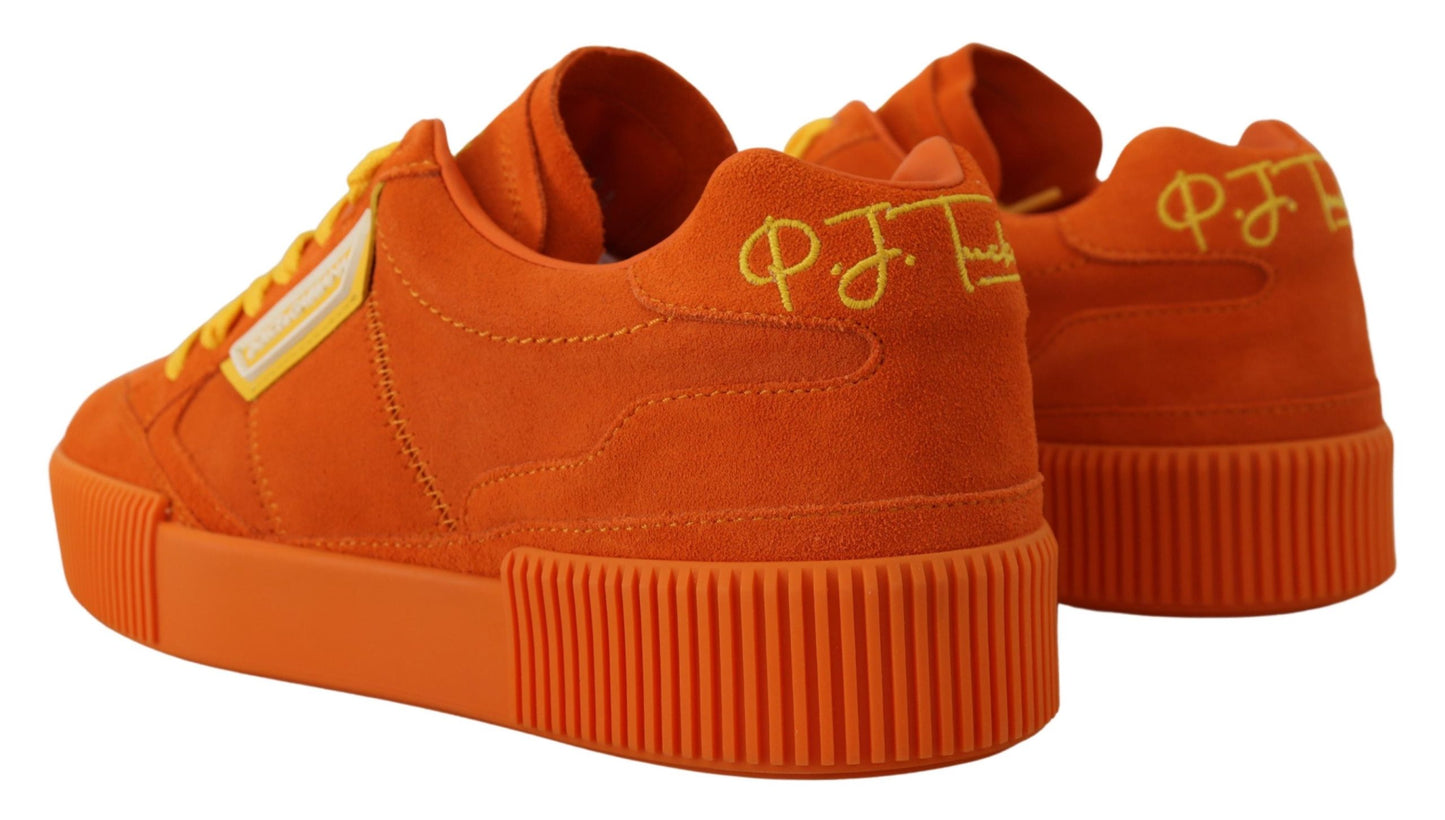 Dolce & Gabbana Chic Orange Ruskindssneakers med Snøre