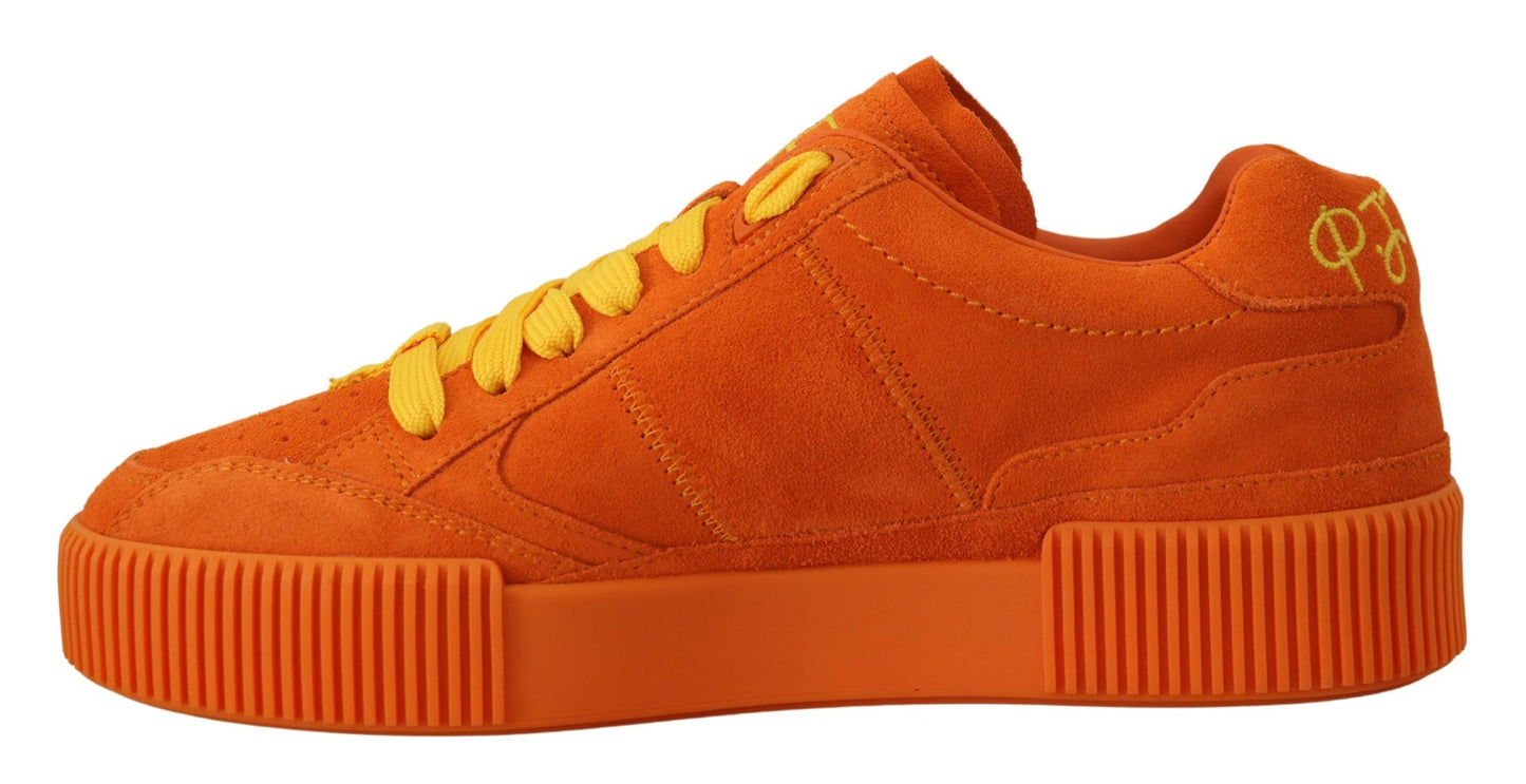 Dolce & Gabbana Chic Orange Ruskindssneakers med Snøre