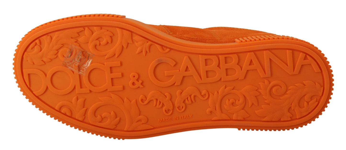 Dolce & Gabbana Chic Orange Ruskindssneakers med Snøre