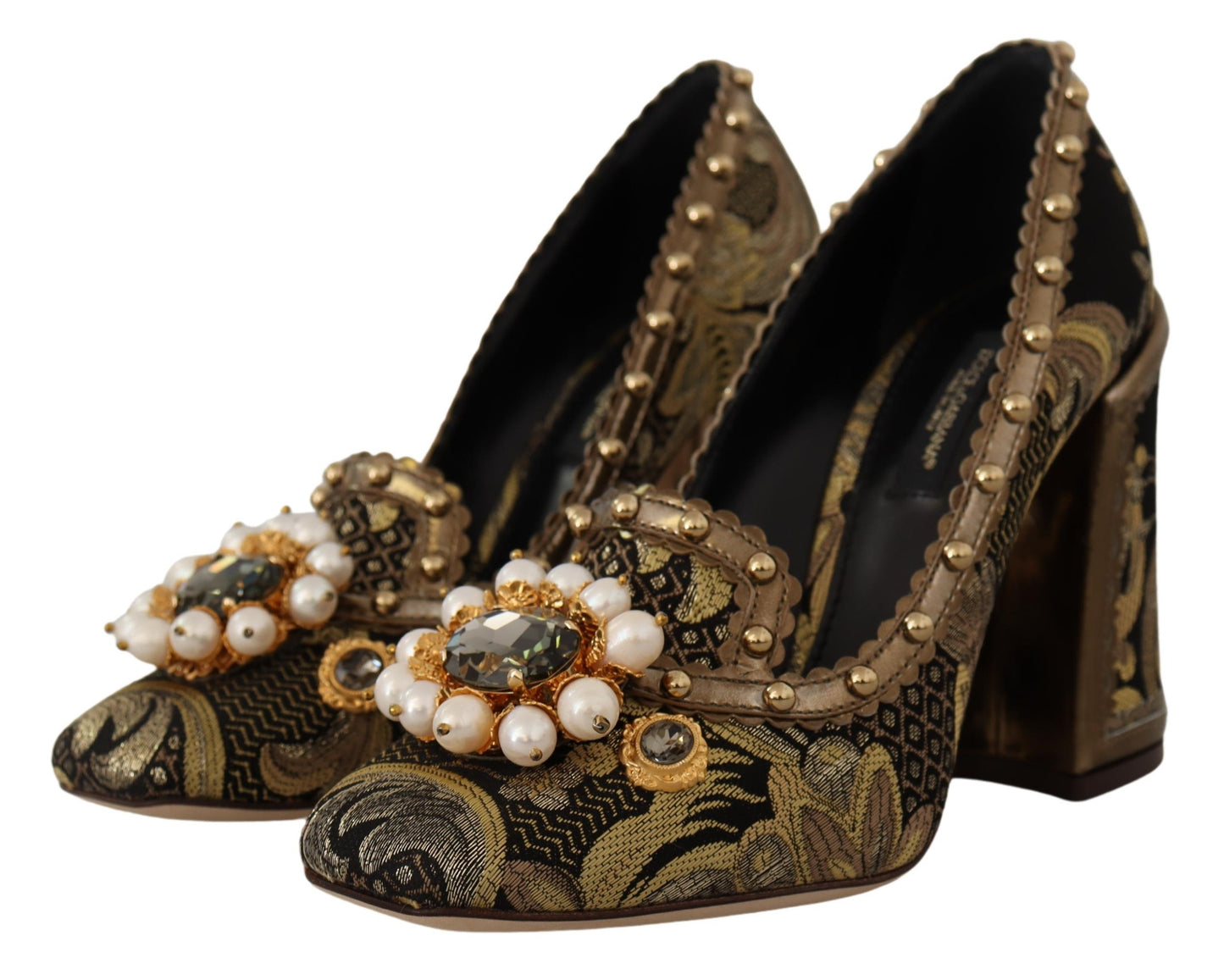 Dolce & Gabbana Elegante Guld Jacquard Brokade Pumps
