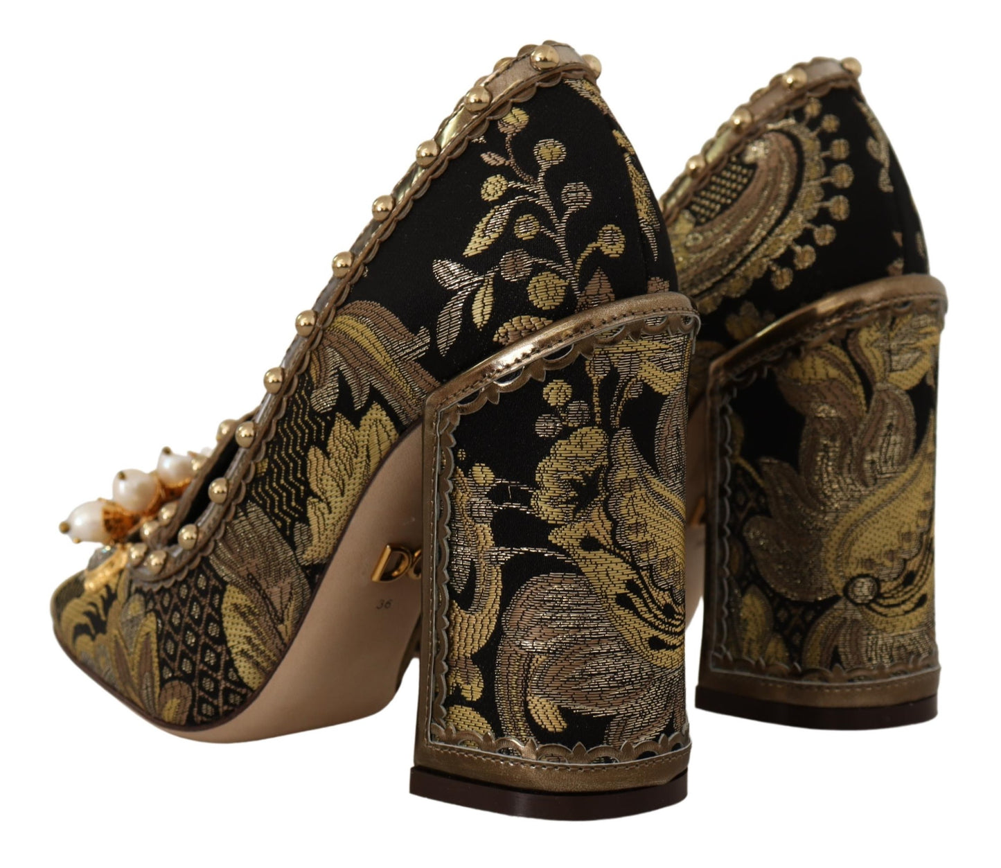 Dolce & Gabbana Elegante Guld Jacquard Brokade Pumps