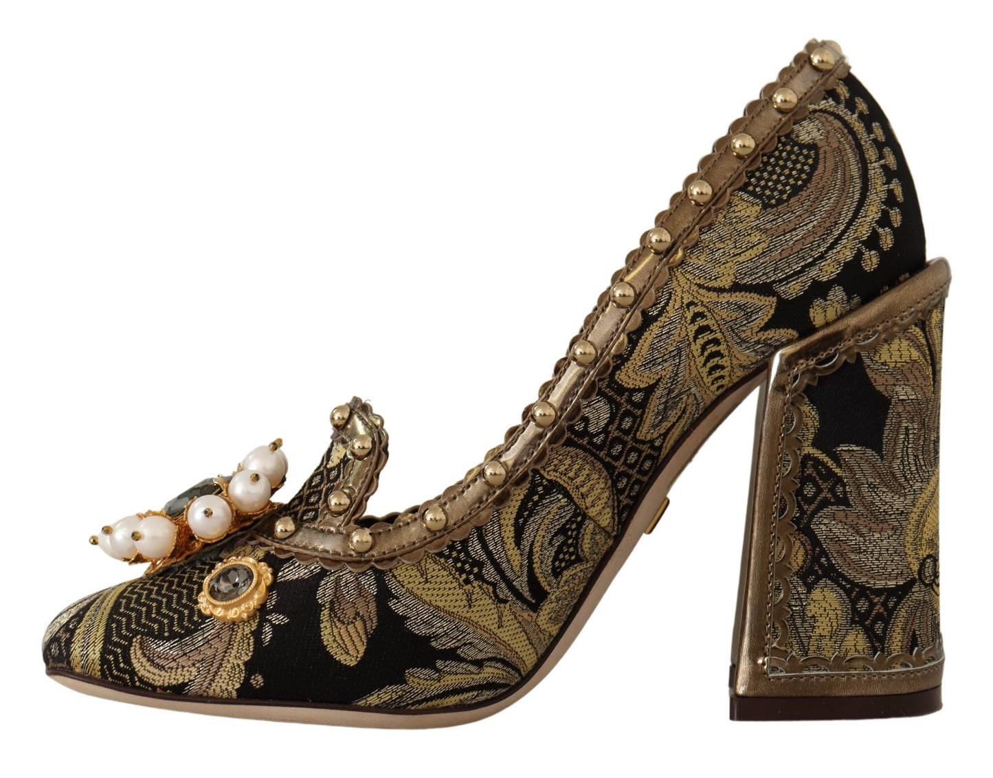 Dolce & Gabbana Elegante Guld Jacquard Brokade Pumps