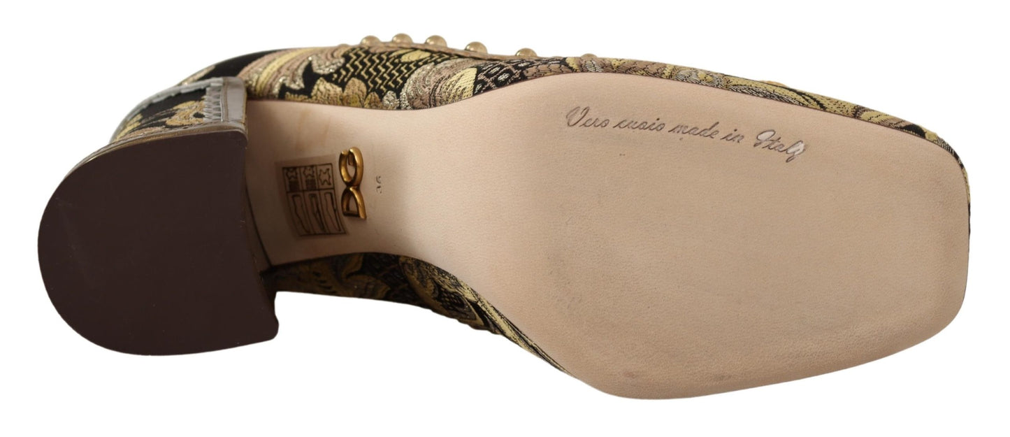 Dolce & Gabbana Elegante Guld Jacquard Brokade Pumps