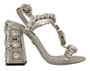 Dolce & Gabbana Krystaludsmykkede Sølvfarvede Læderpumps