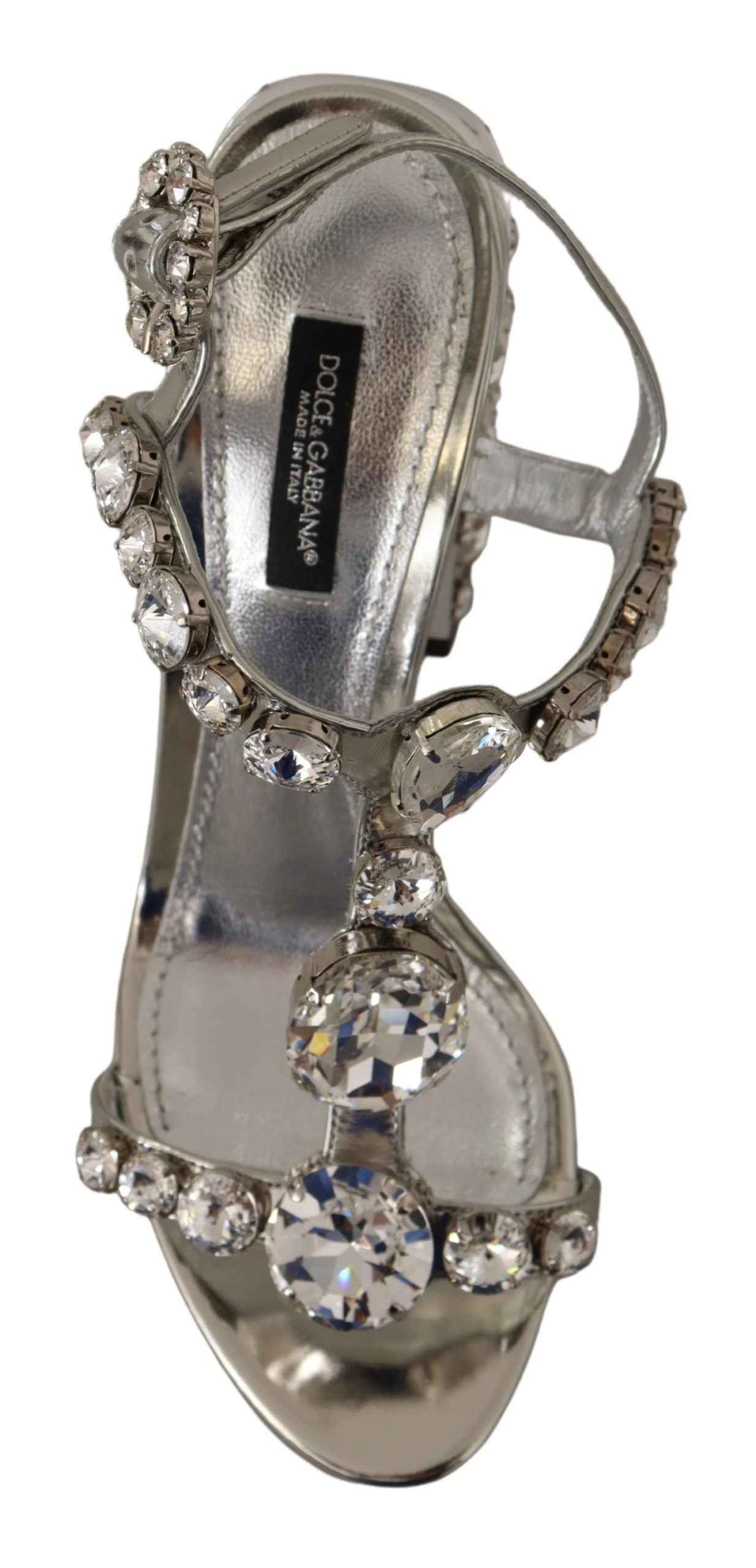 Dolce & Gabbana Krystaludsmykkede Sølvfarvede Læderpumps