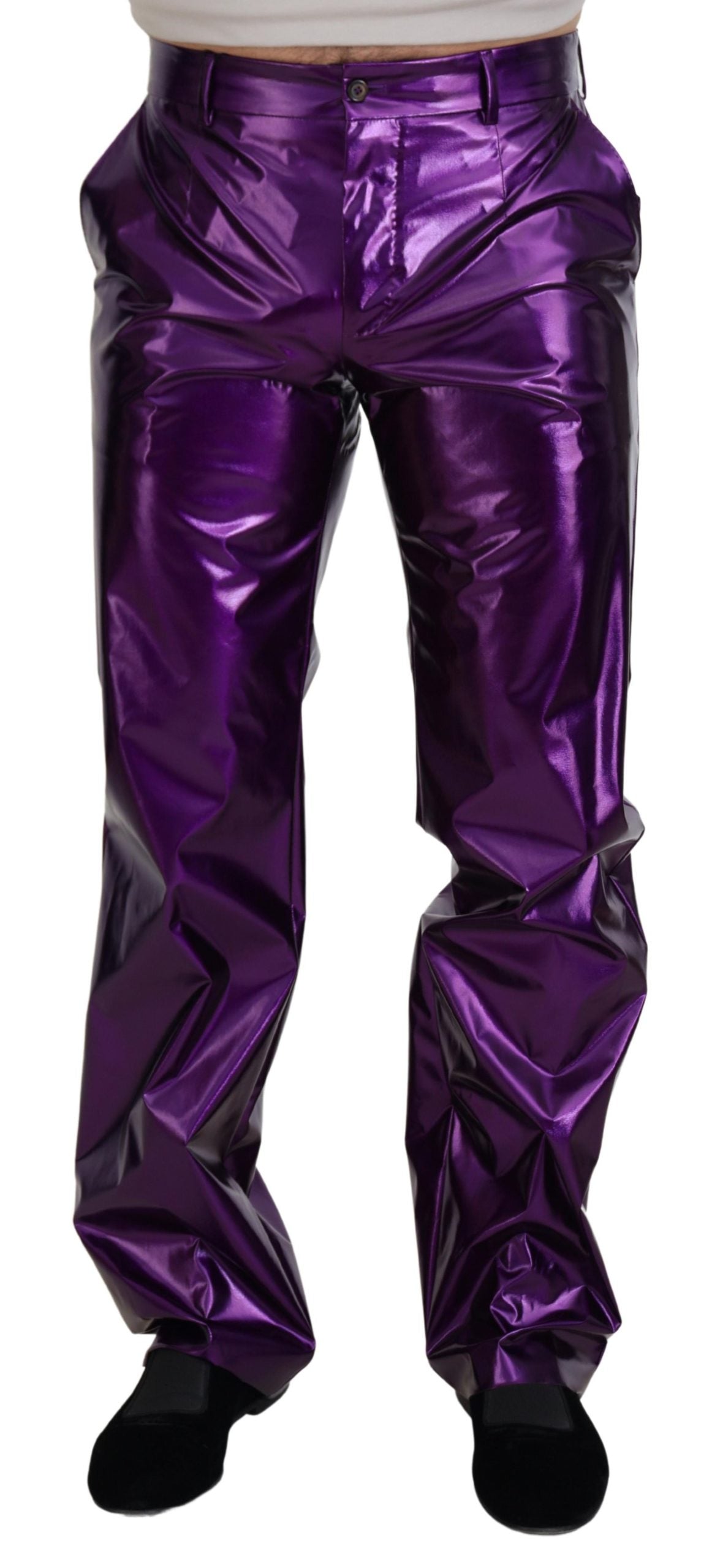 Dolce & Gabbana Elegant Shining Purple Straight Fit Bukser