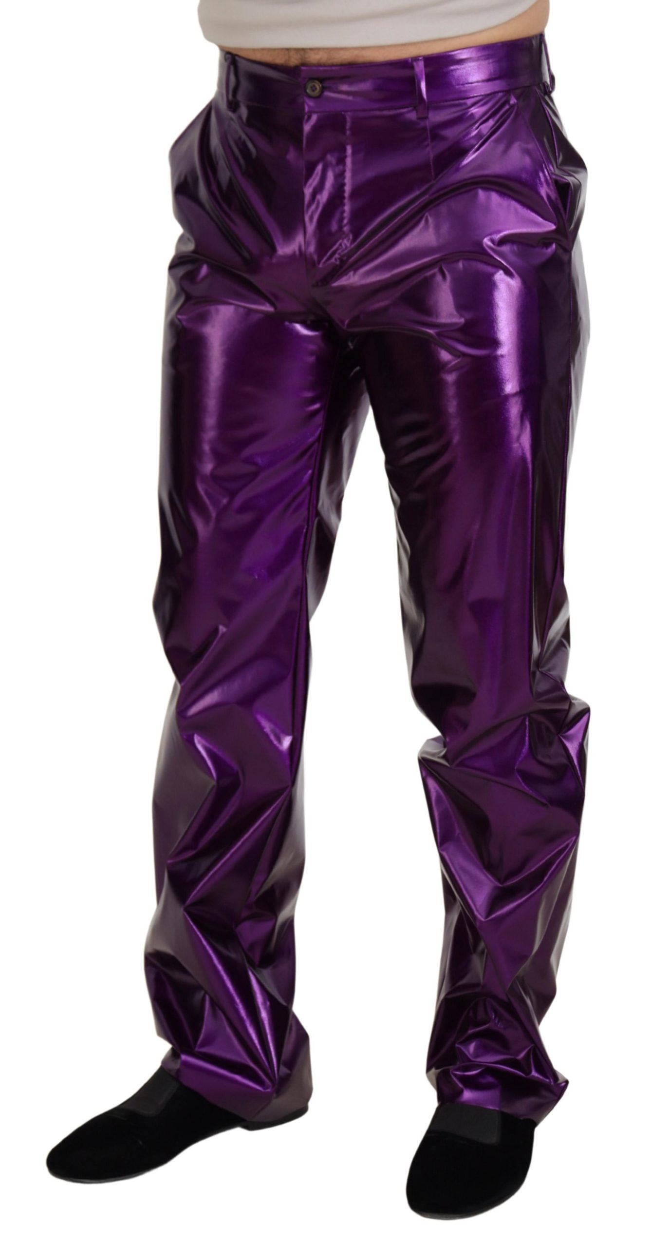 Dolce & Gabbana Elegant Shining Purple Straight Fit Bukser
