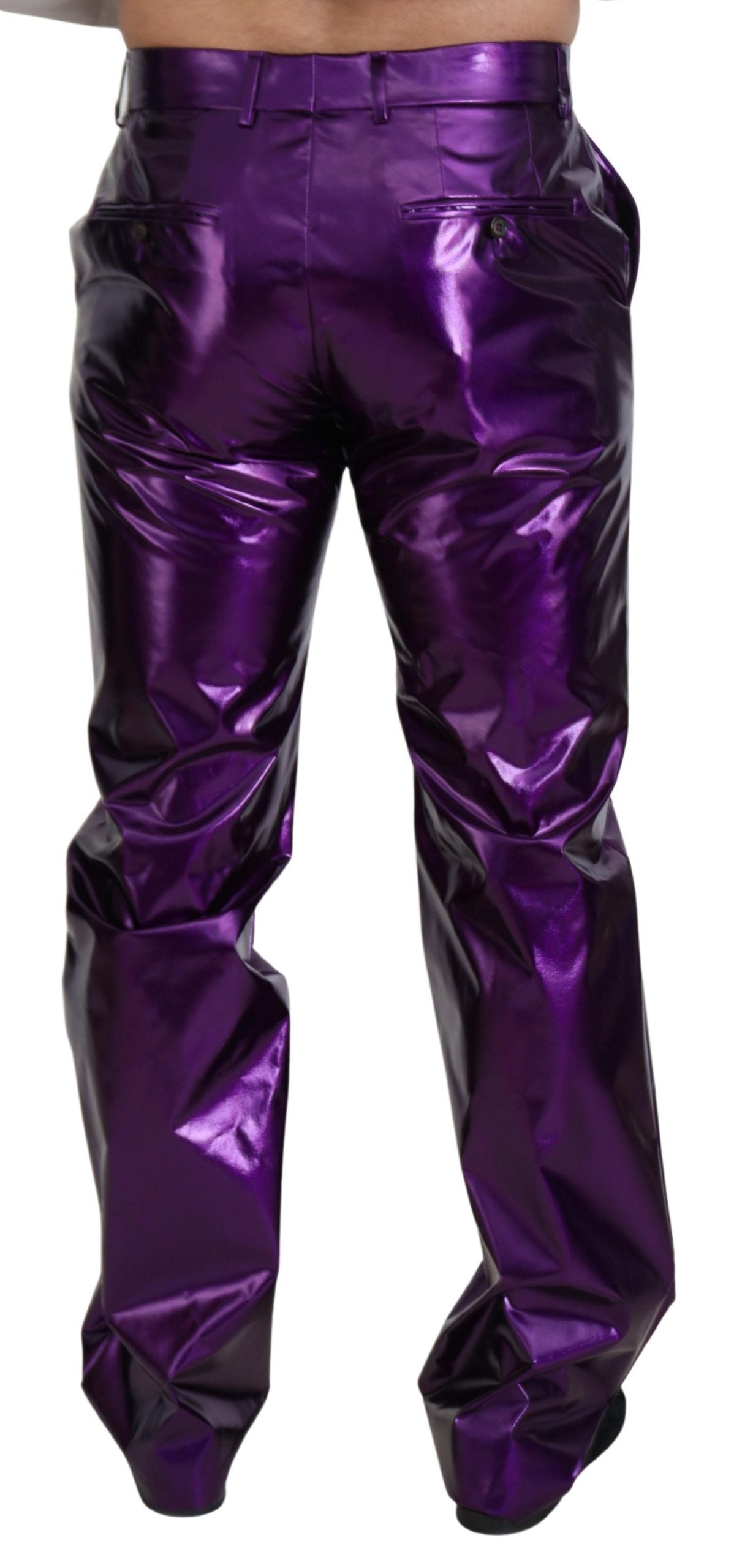 Dolce & Gabbana Elegant Shining Purple Straight Fit Bukser
