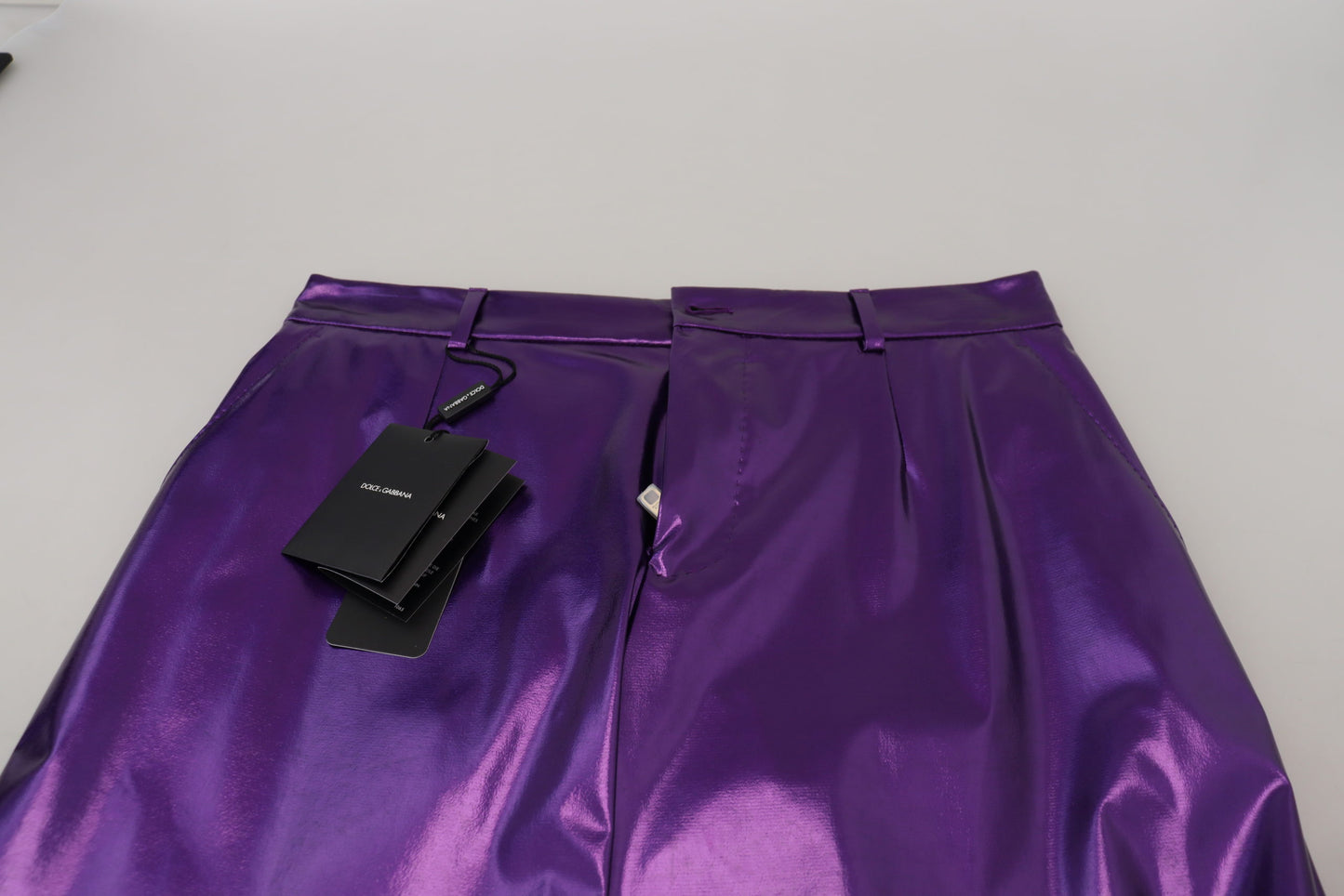 Dolce & Gabbana Elegant Shining Purple Straight Fit Bukser